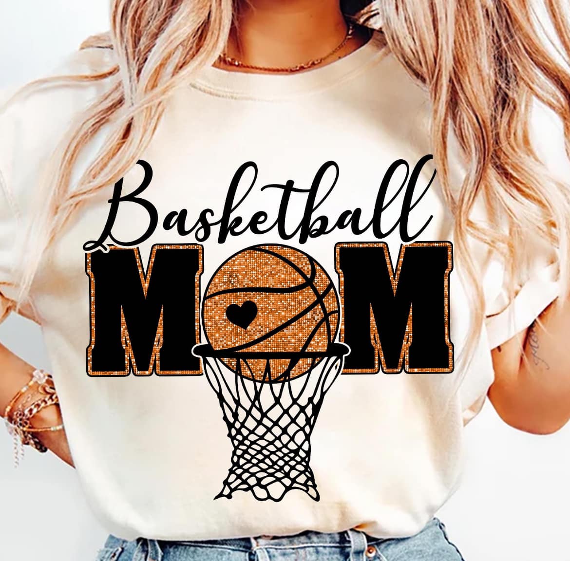 BASKETBALL MOM GLITTER DTF TRANSFER