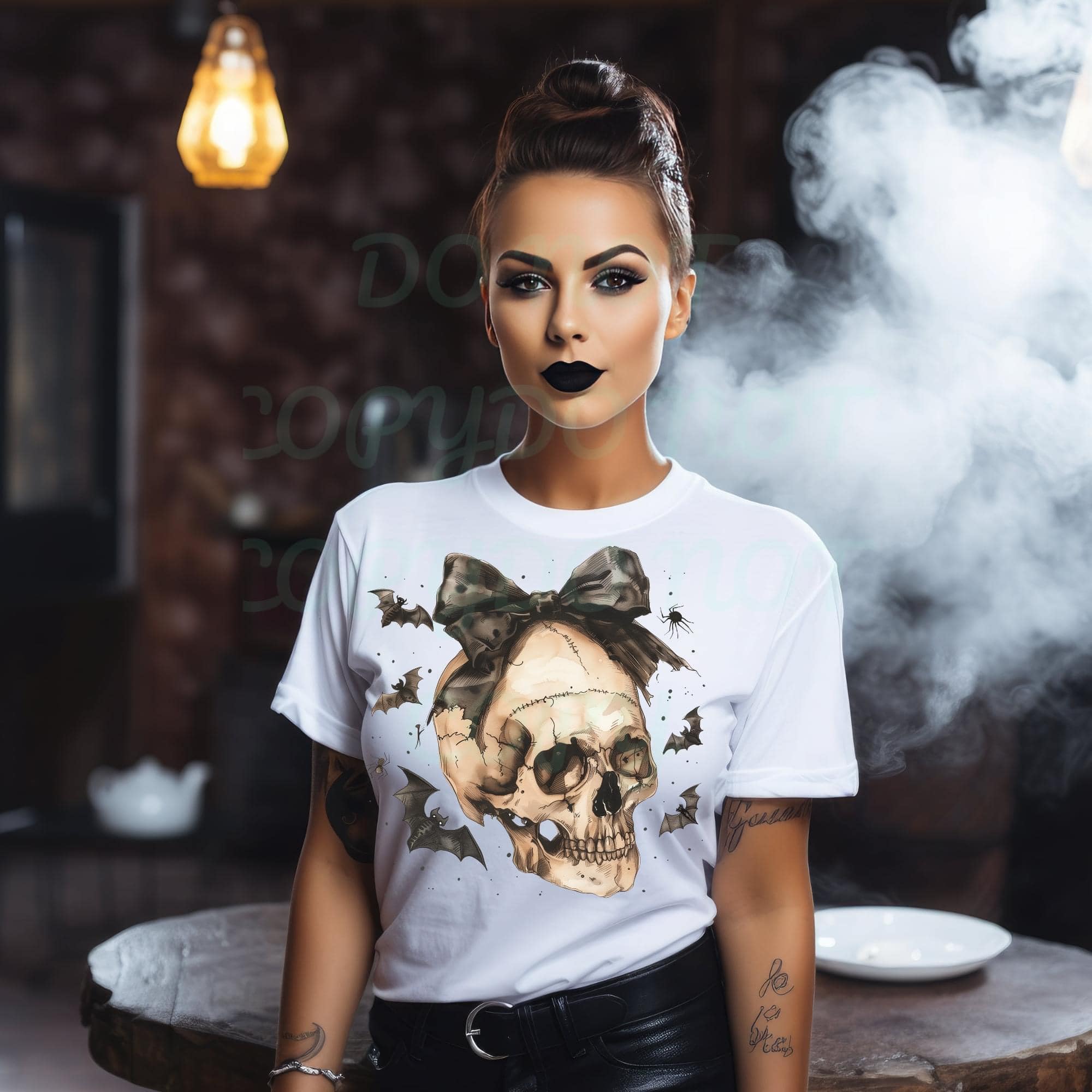 BLACK BOW SKELTON HEAD DTF TRANSFER