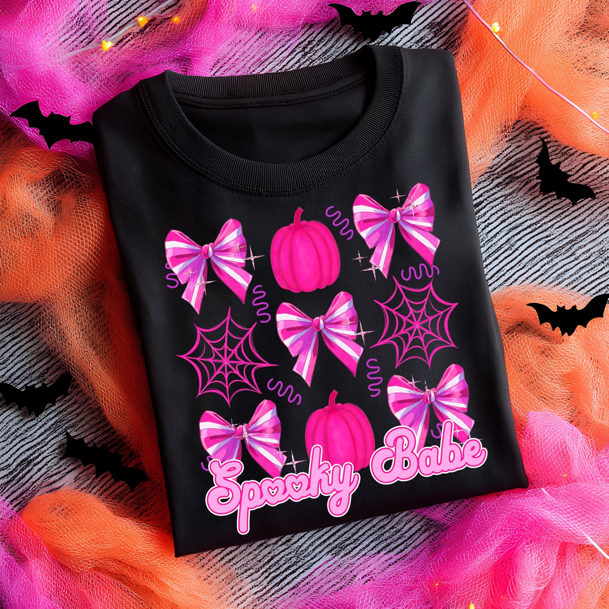 PINK COQUETTE BOWS SPOOKY BABE DTF TRANSFER