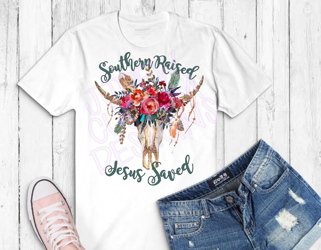 SOUTHERN RAISED JESUS SAVED DTF TRANSFER