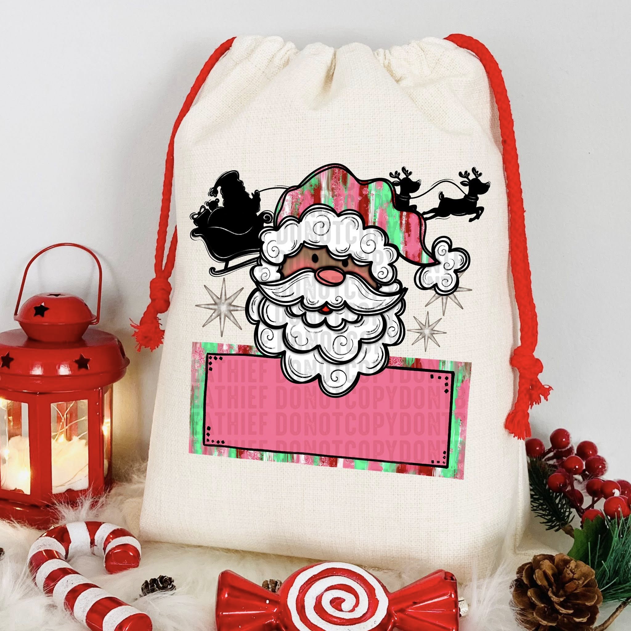 DARK SKIN PINK SANTA DTF TRANSFER