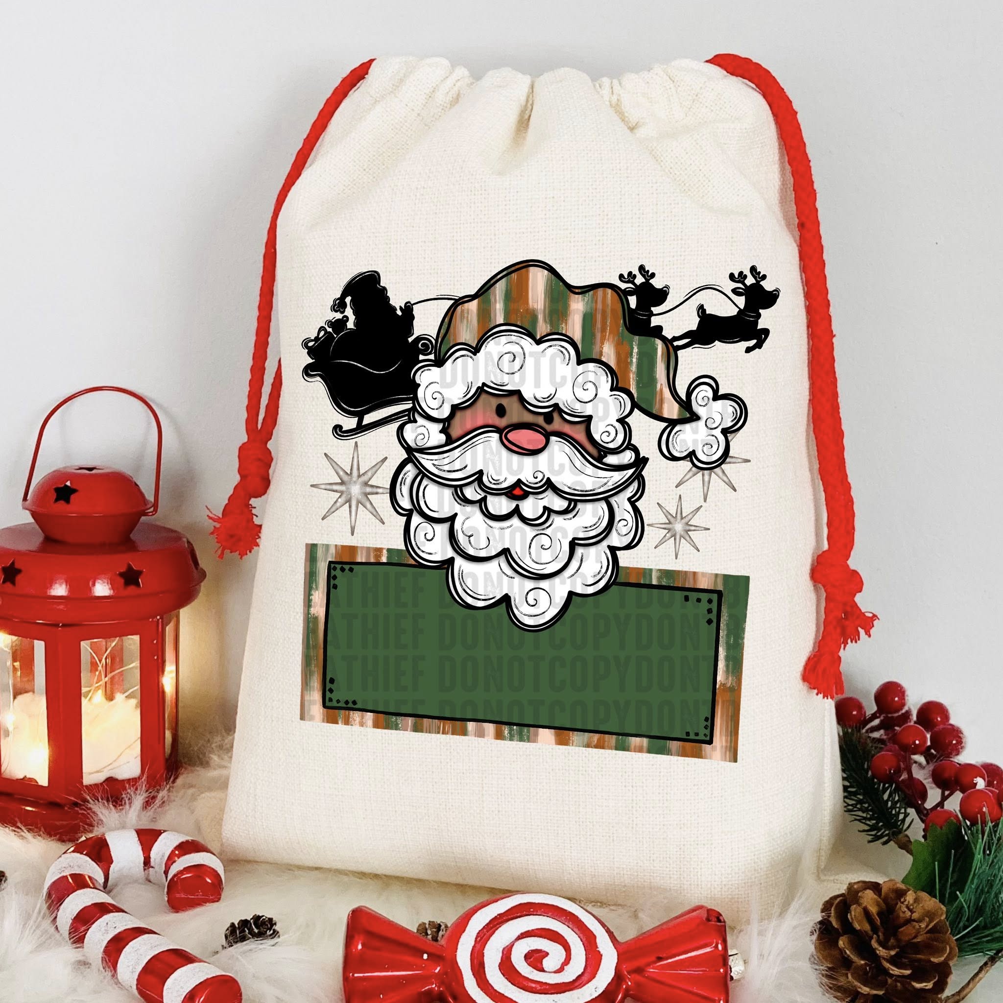 DARK SKIN GREEN SANTA DTF TRANSFER