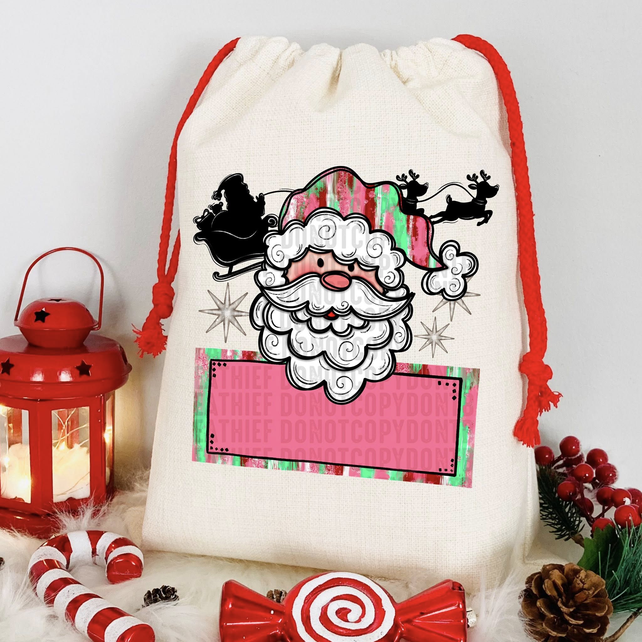 LIGHT SKIN PINK SANTA DTF TRANSFER