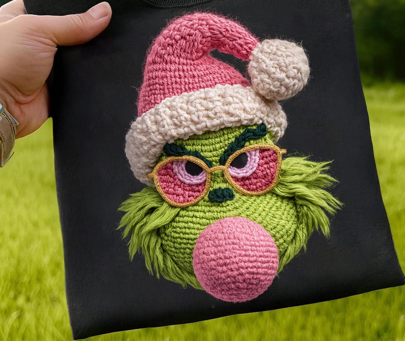 GREEN MAN BUBBLE EMBRODEIRY DTF TRANSFER