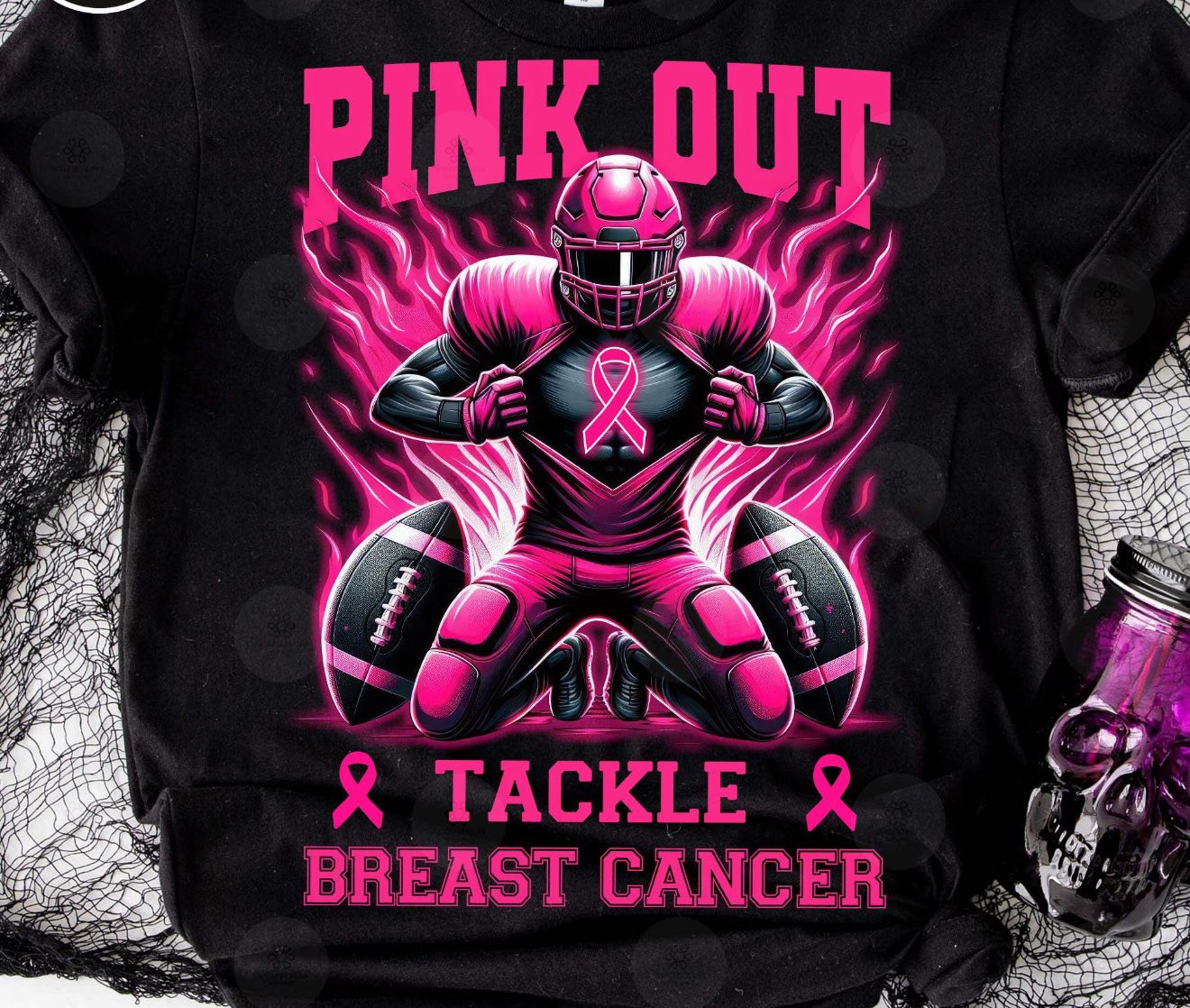 PINK OUT FOOTBALL PLAYER DTF TRANSFER