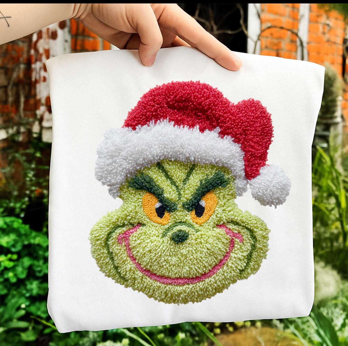 GREEN MAN SANTA HAT EMBRODEIRY DTF TRANSFER