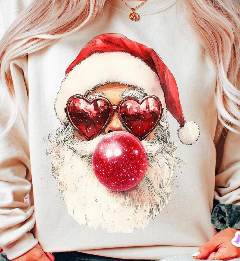RETRO SANTA BLOWING BUBBLE DTF TRANSFER