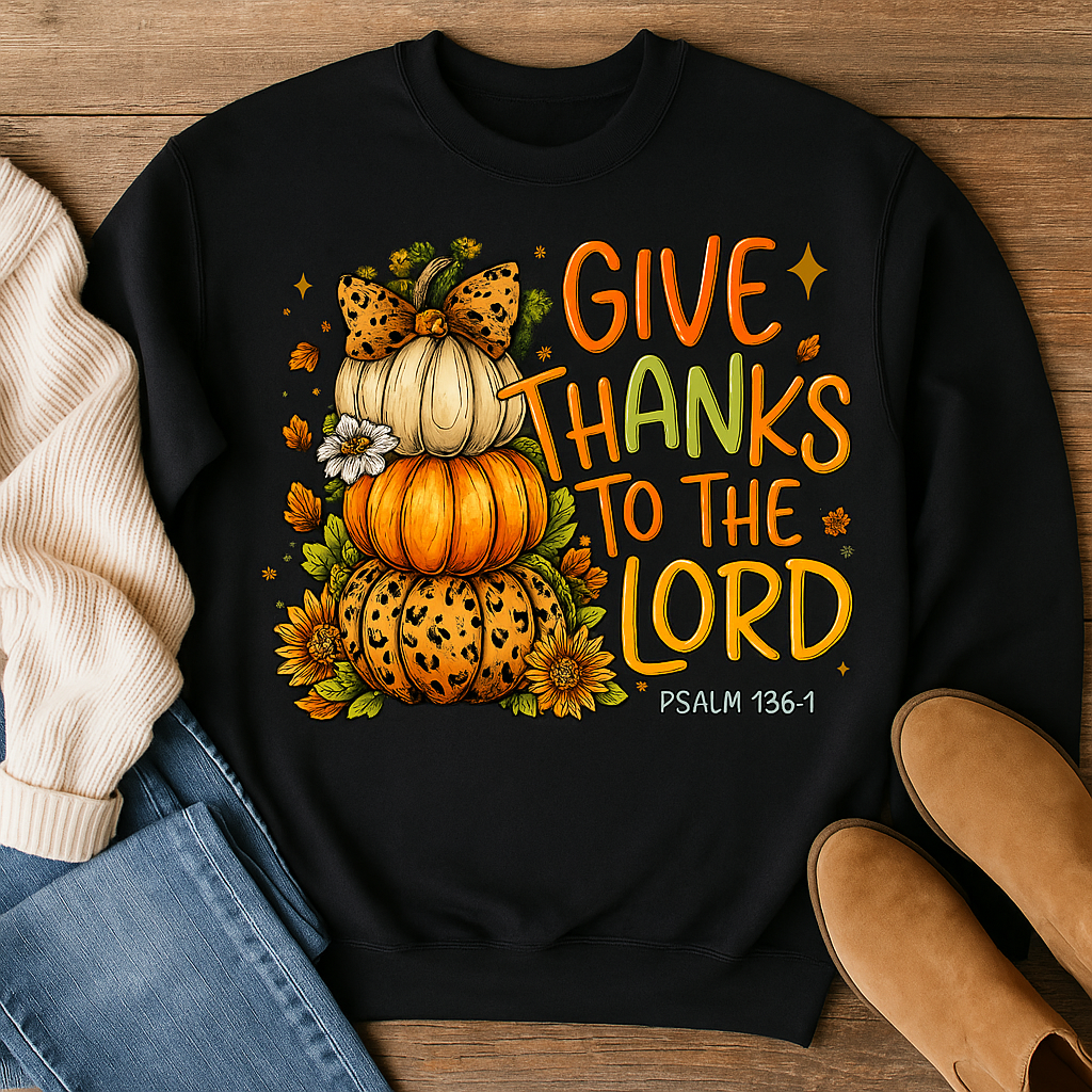 GIVE THANKS TO THE LORD PUMPKINS DTF TRANSFER