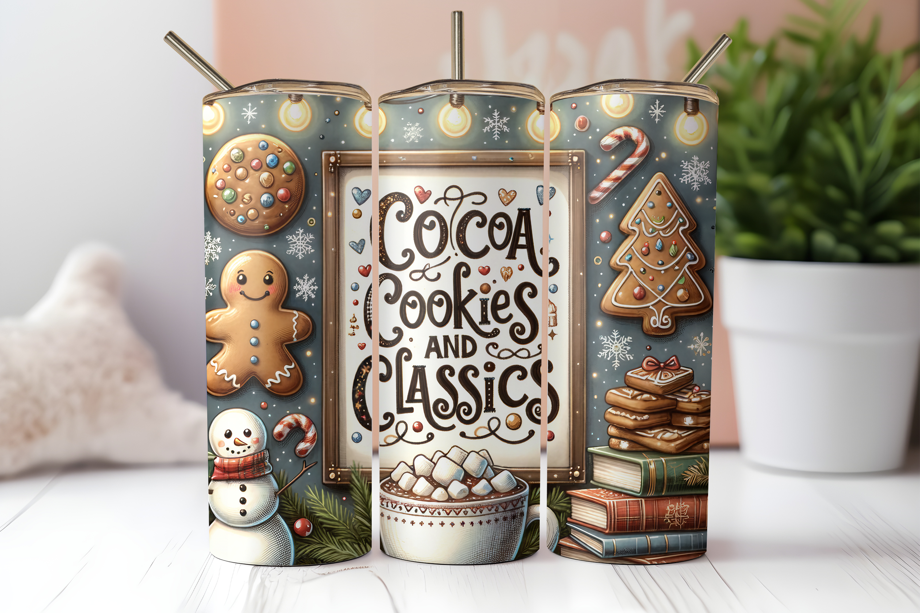 CHRISTMAS COOKIES AND COCOA FINISHED TUMBLER OR TRANSFER