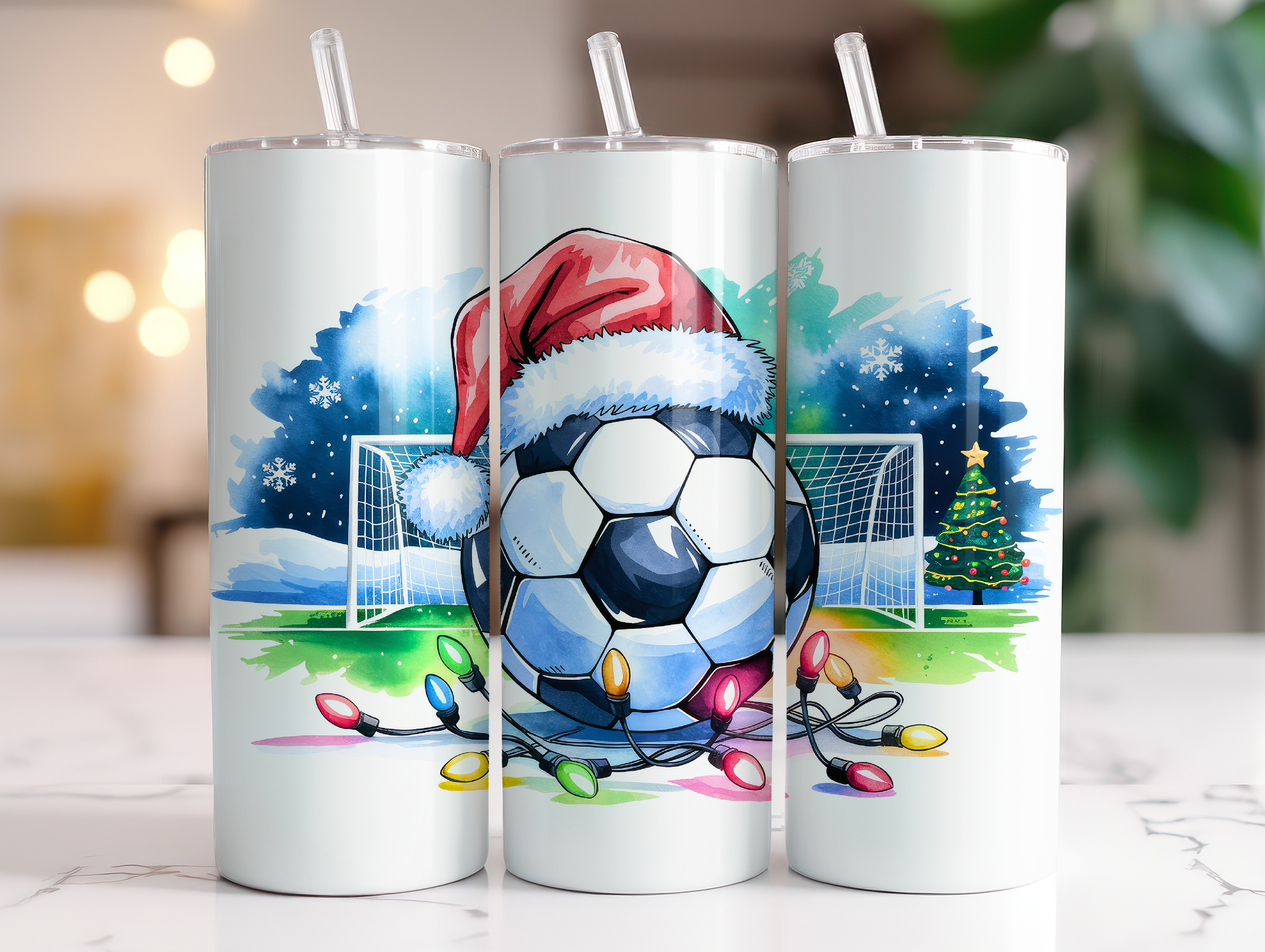 CHRISTMAS SOCCER FINISHED TUMBLER OR TRANSFER