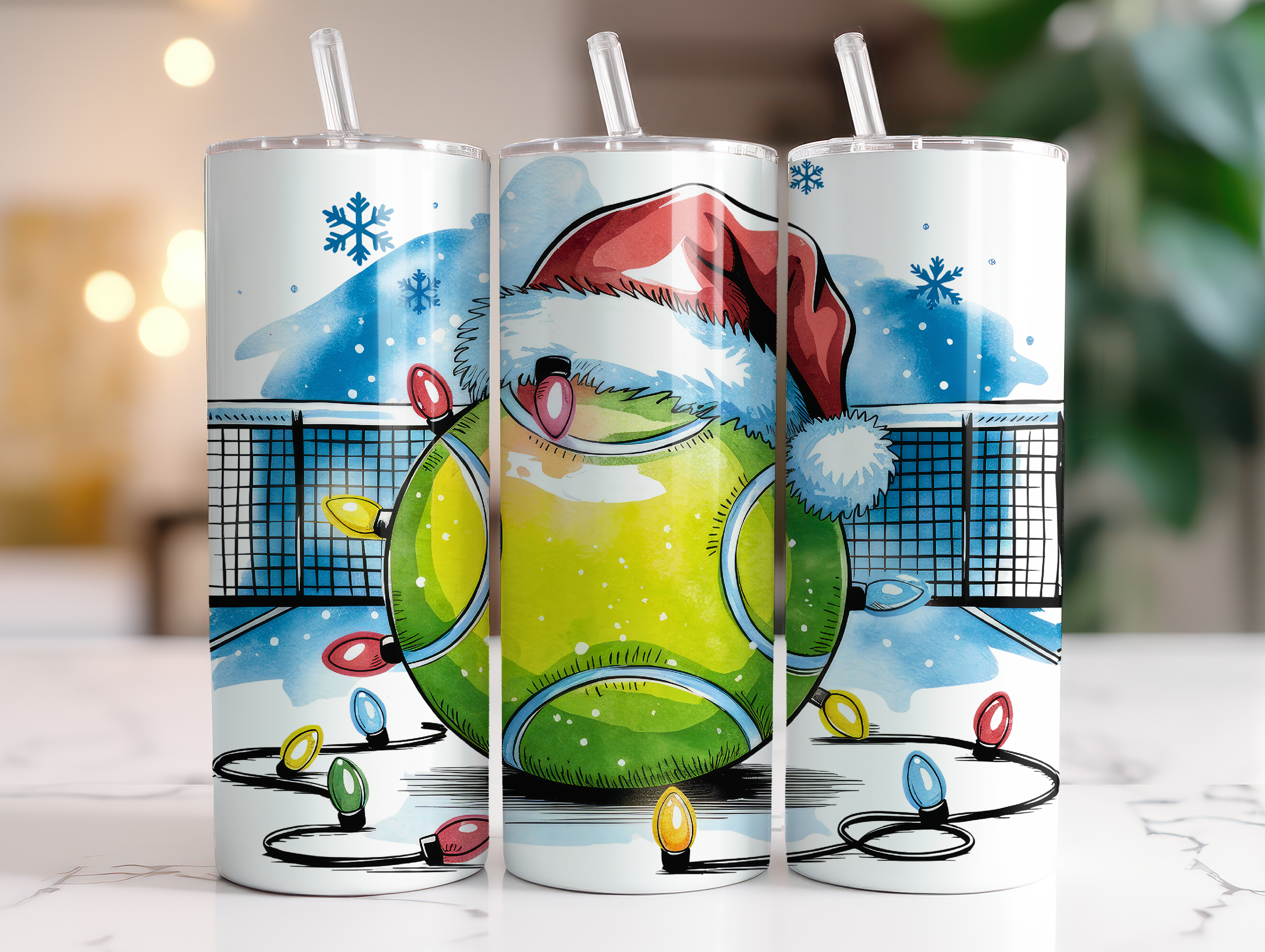 CHRISTMAS TENNIS FINISHED TUMBLER OR TRANSFER