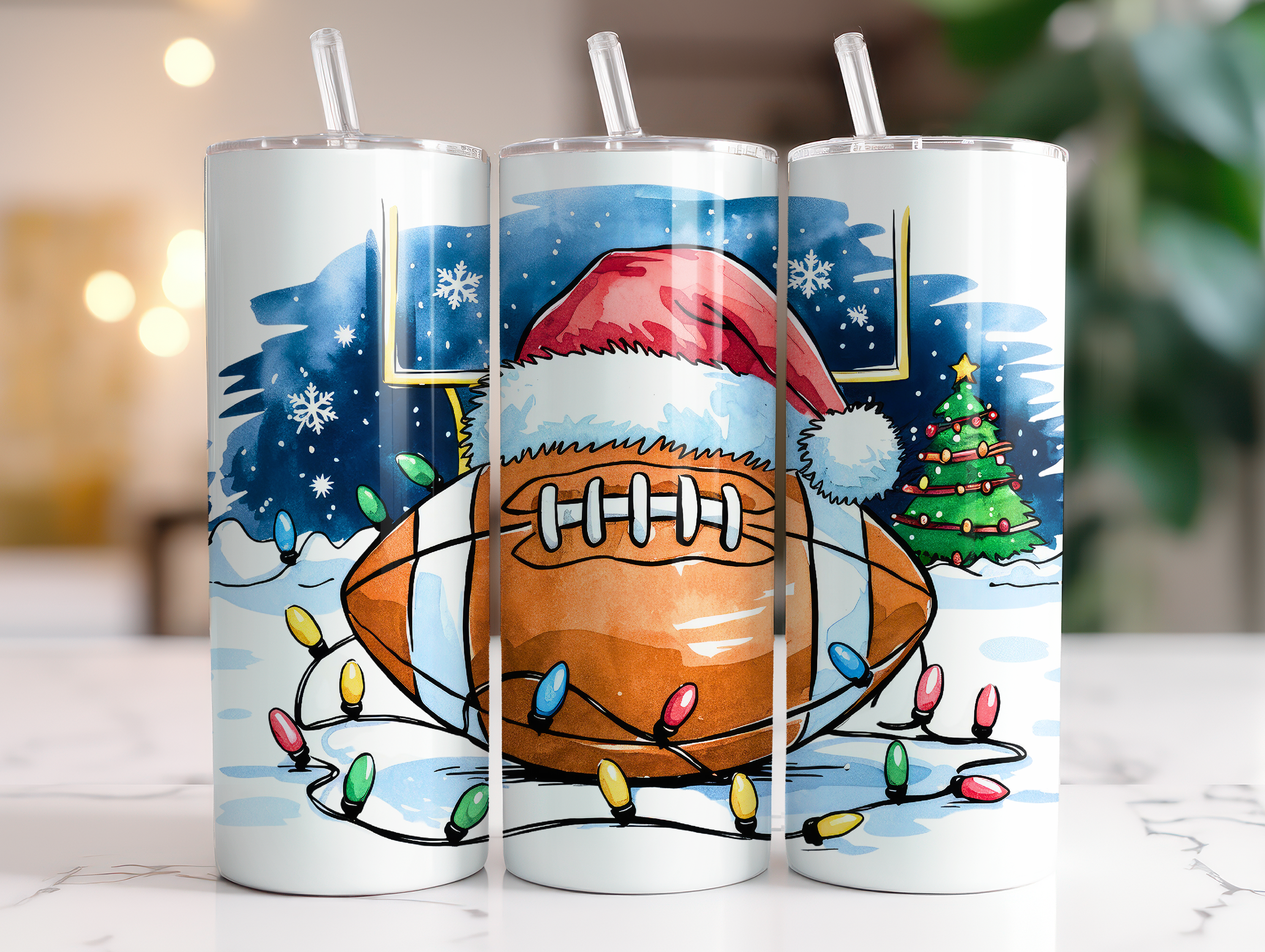 CHRISTMAS FOOTBALL FINISHED TUMBLER OR TRANSFER