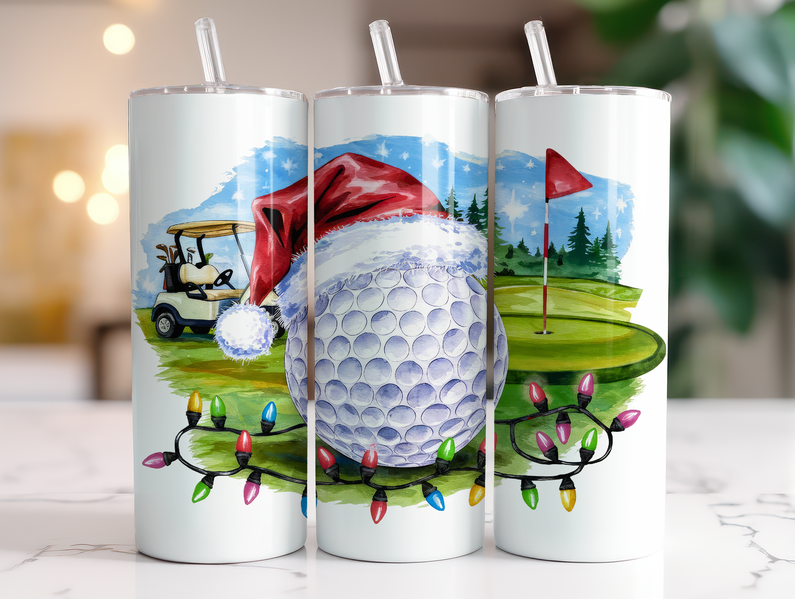 CHRISTMAS GOLF FINISHED TUMBLER OR TRANSFER