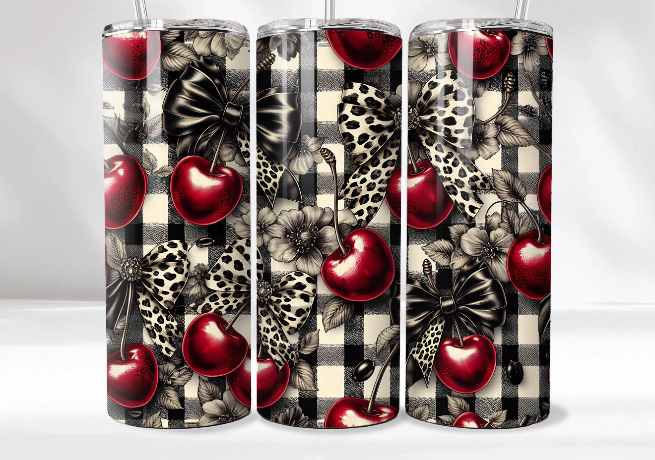 LEOPARD CHERRIES FINISHED TUMBLER OR TRANSFER