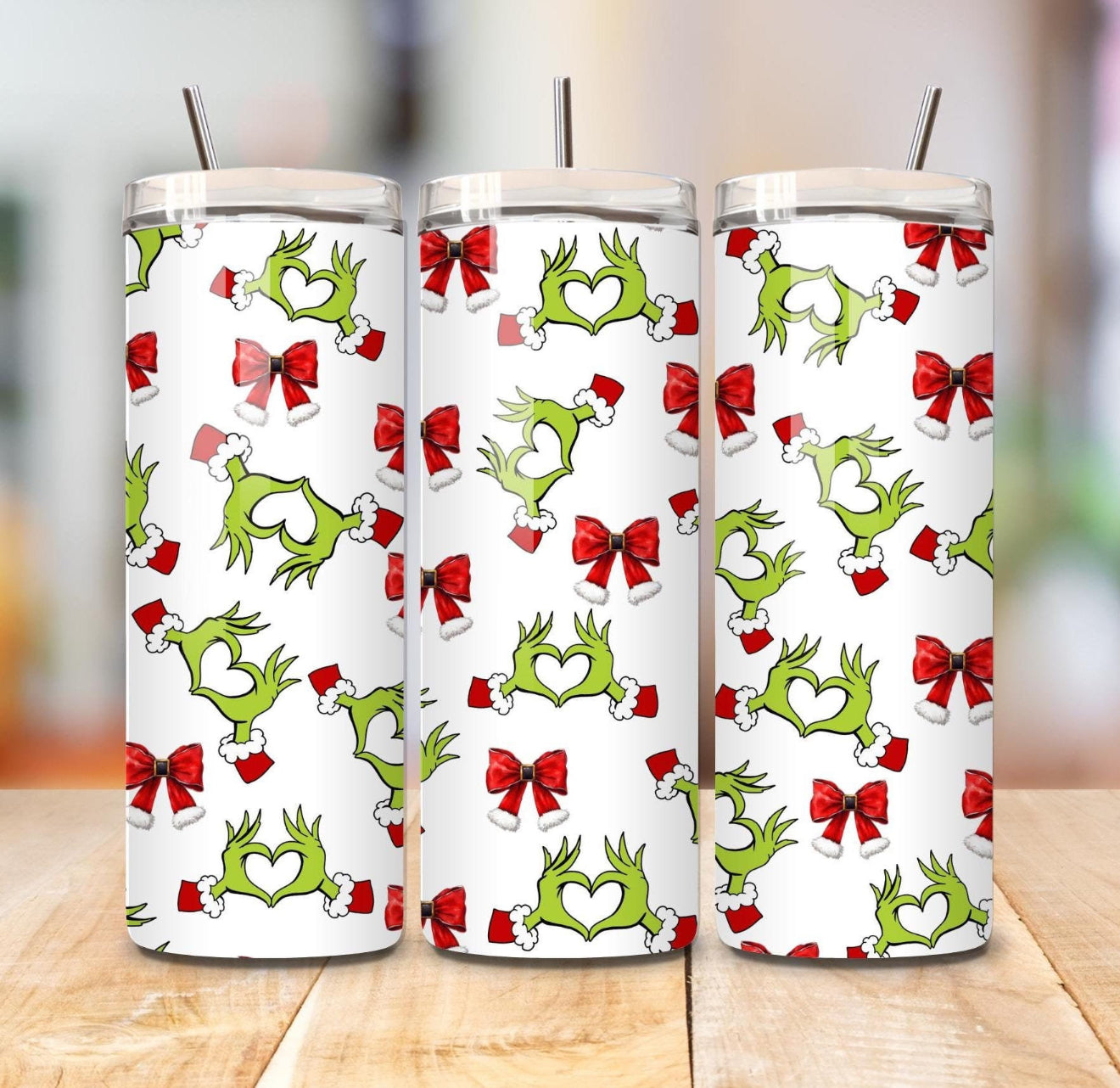 GREEN HANDS AND BOWS FINISHED TUMBLER OR TRANSFER