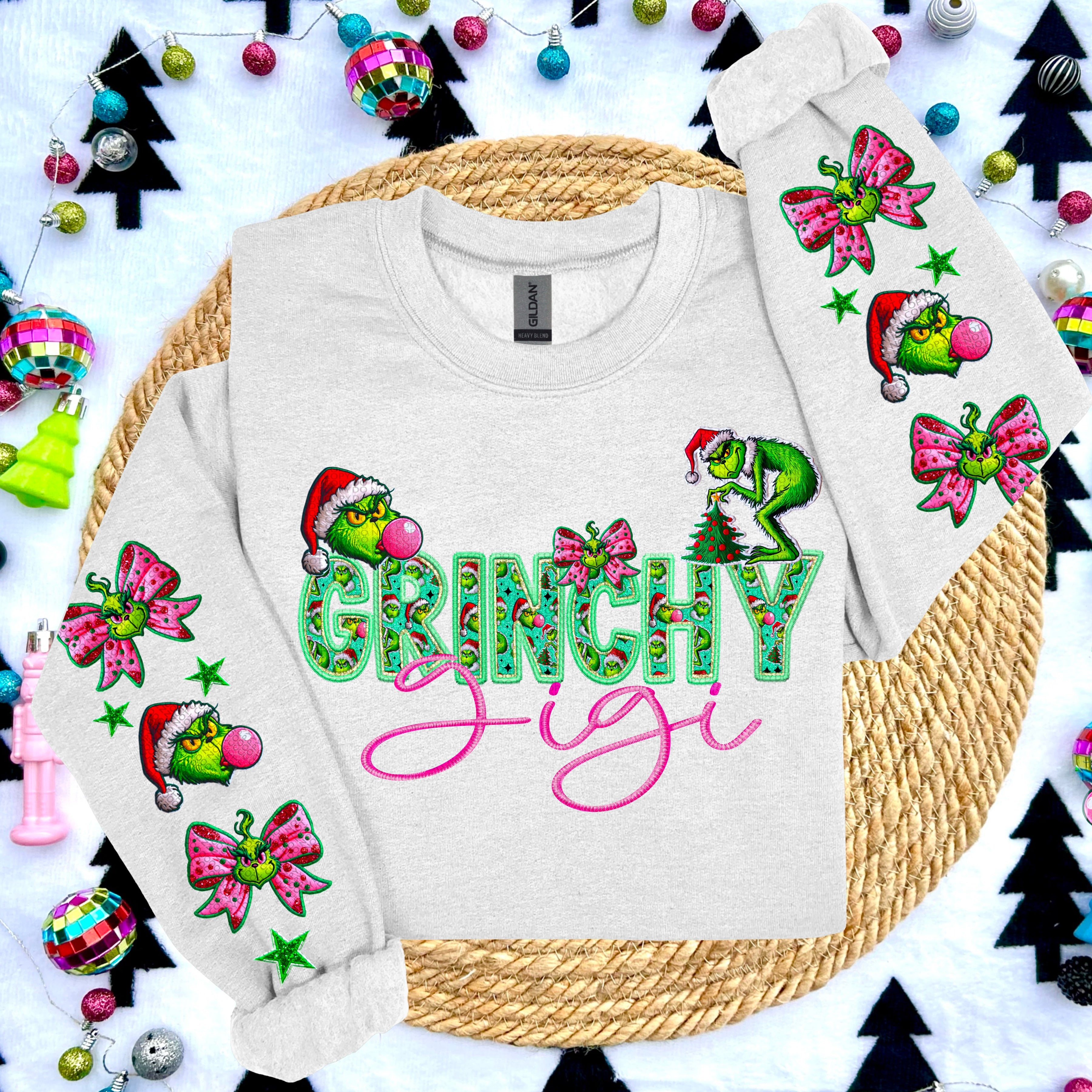 GRINCHY NAMES WITH 2 SLEEVES DTF TRANSFER