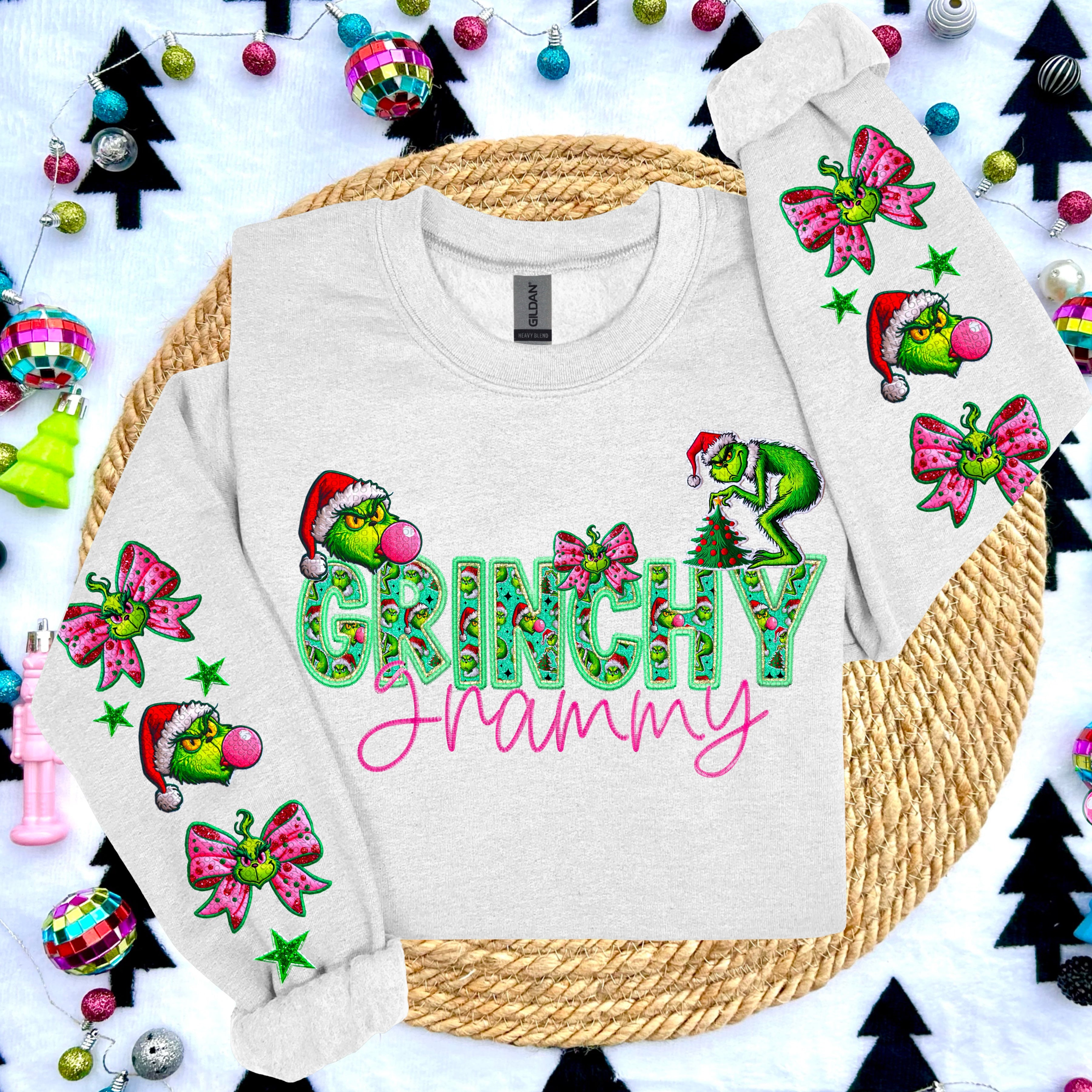 GRINCHY NAMES WITH 2 SLEEVES DTF TRANSFER