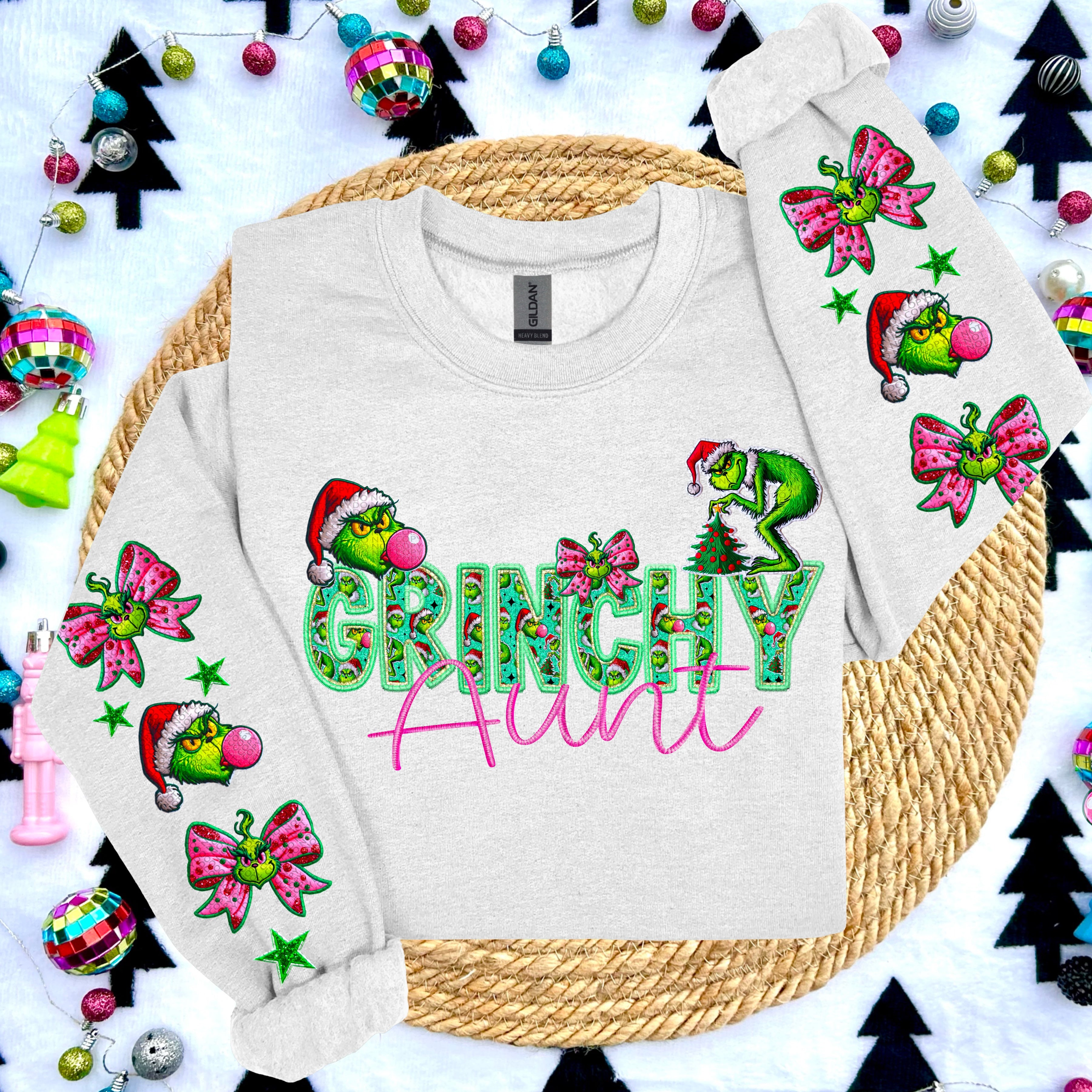 GRINCHY NAMES WITH 2 SLEEVES DTF TRANSFER