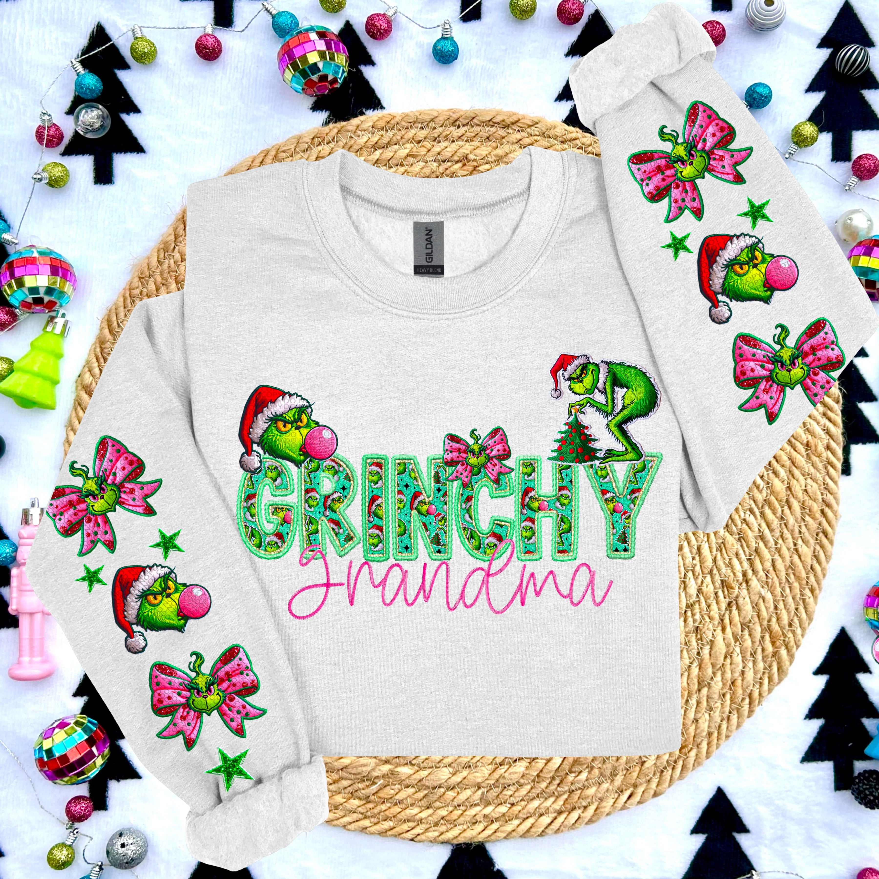 GRINCHY NAMES WITH 2 SLEEVES DTF TRANSFER