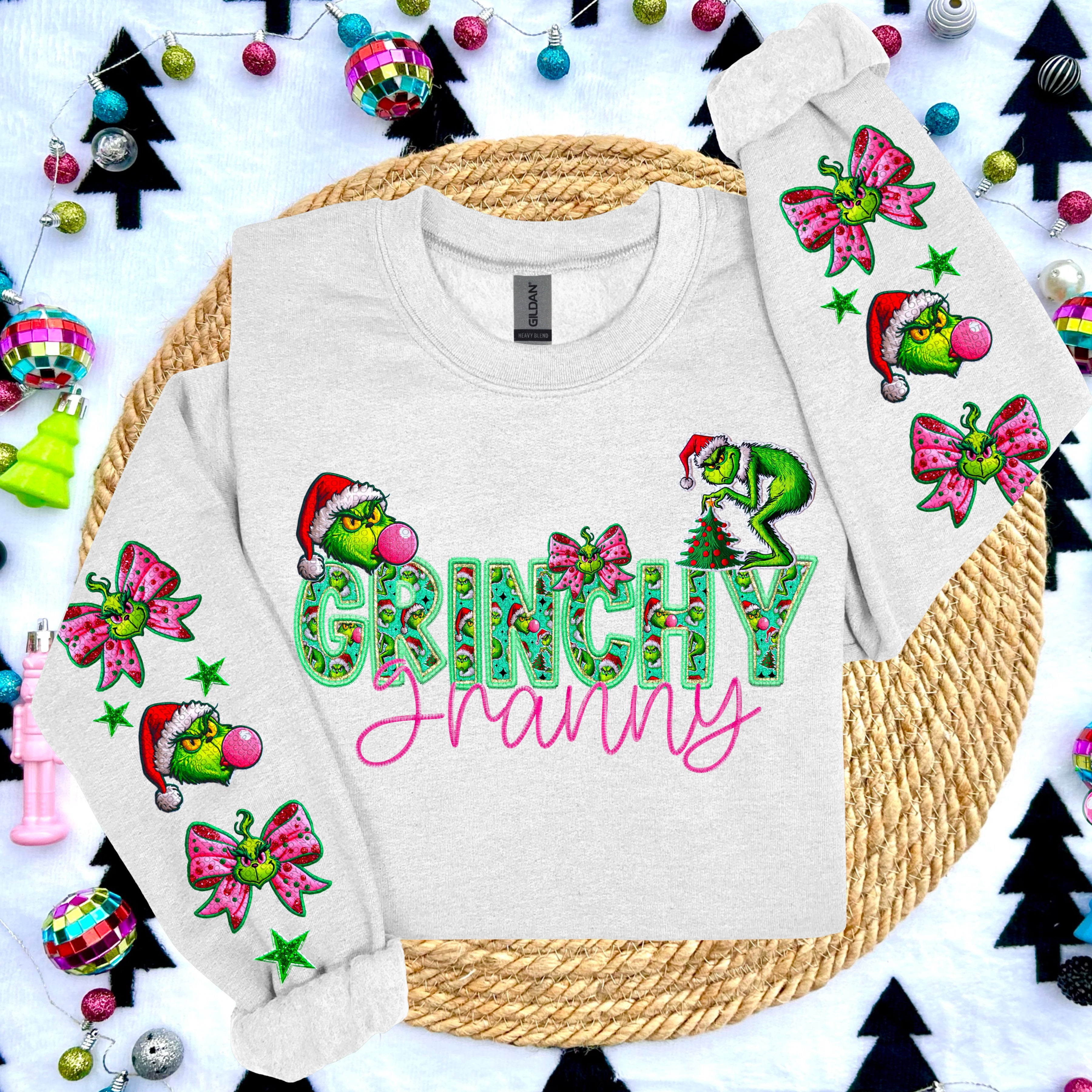 GRINCHY NAMES WITH 2 SLEEVES DTF TRANSFER