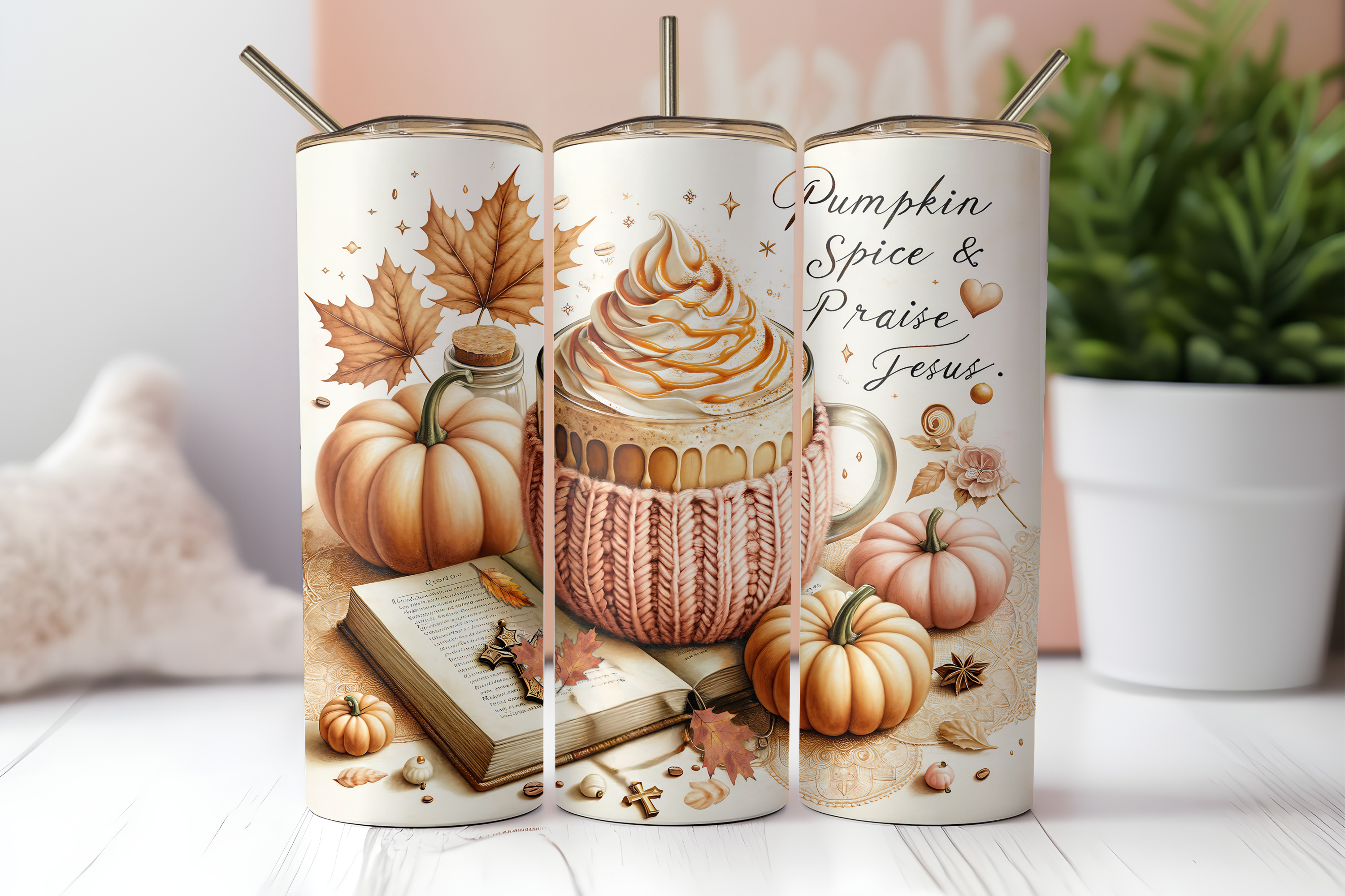 PUMPKIN SPICE PRAISE FINISHED TUMBLER OR TRANSFER
