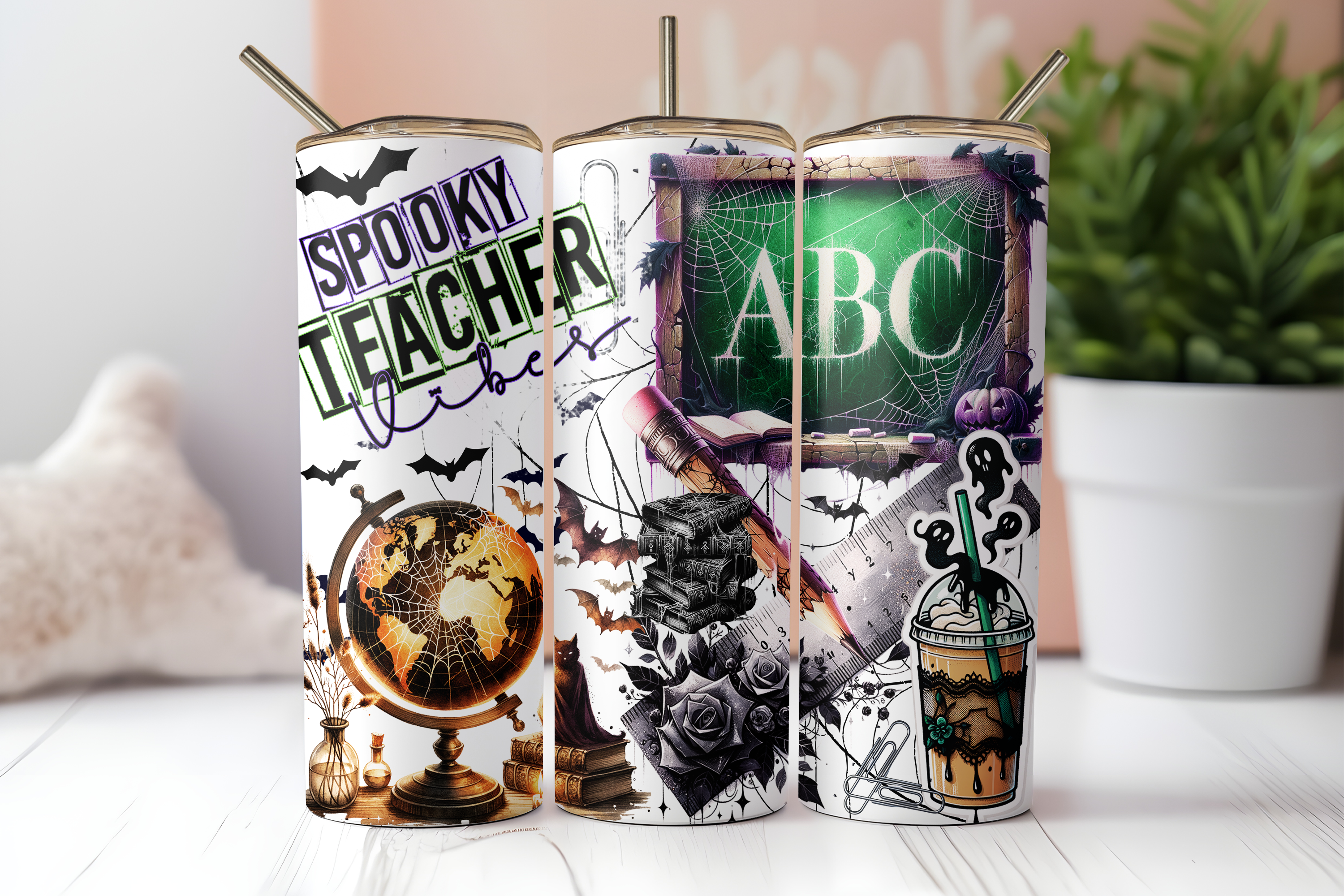 SPOOKY TEACHER FINISHED TUMBLER OR TRANSFER