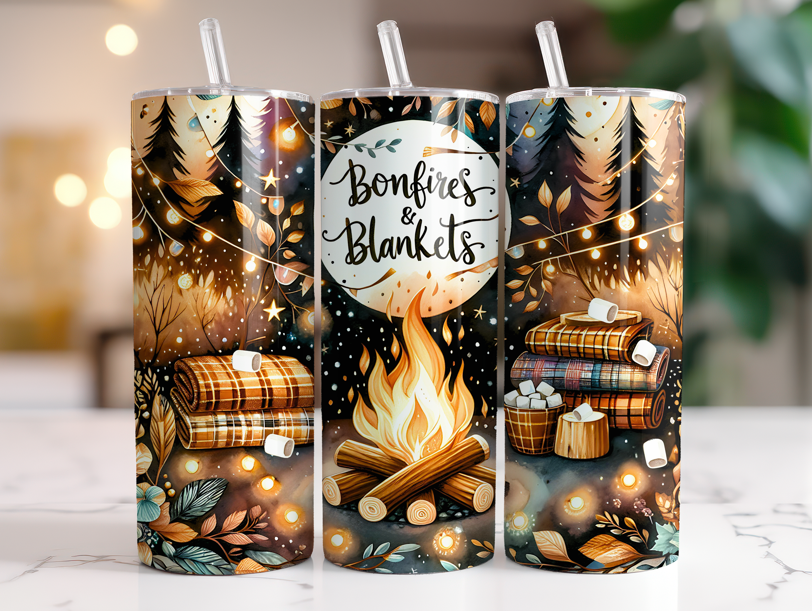 BONFIRES AND BLANKETS FINISHED TUMBLER OR TRANSFER
