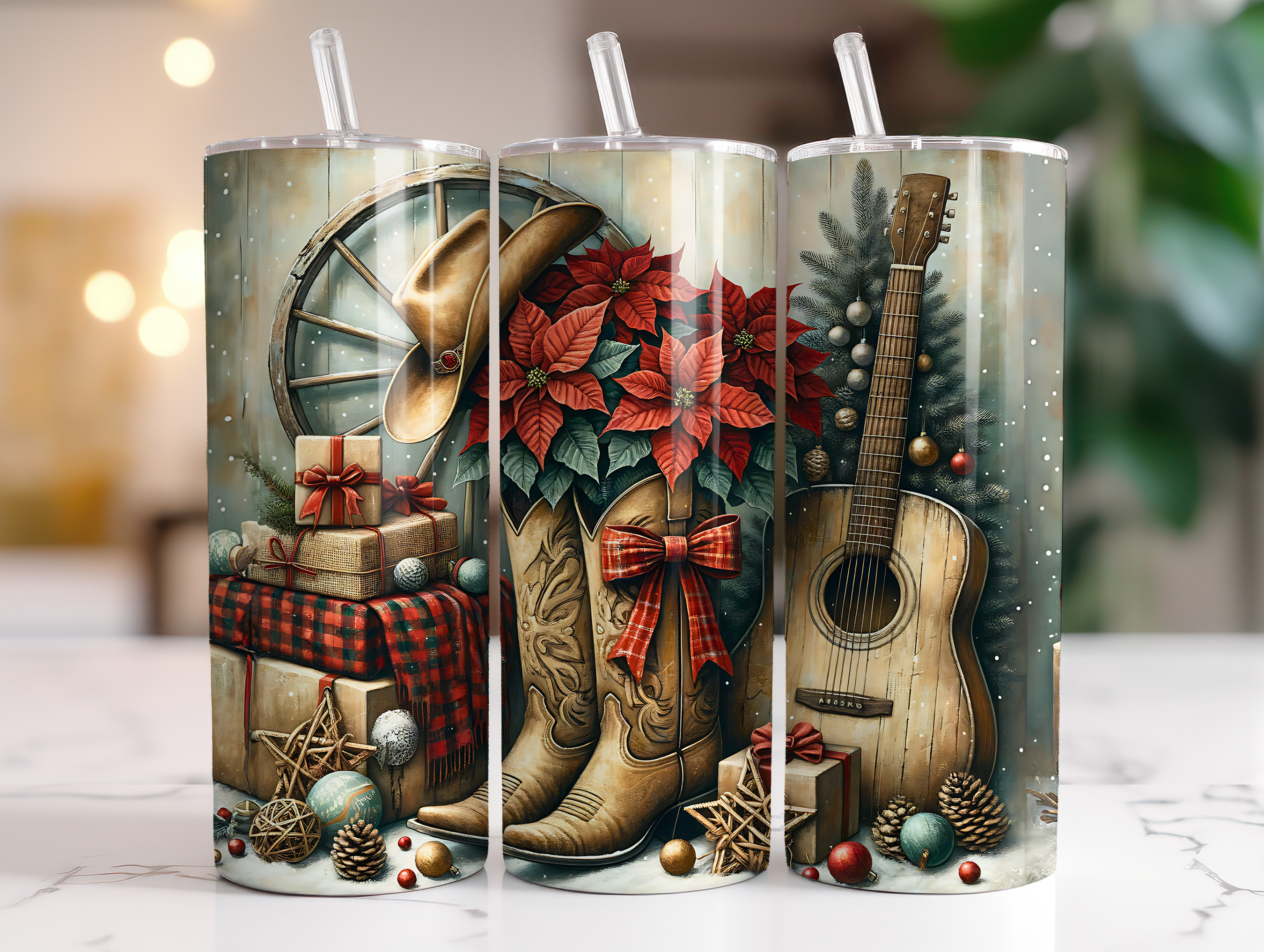 COWGIRL CHRISTMAS FINISHED TUMBLER OR TRANSFER