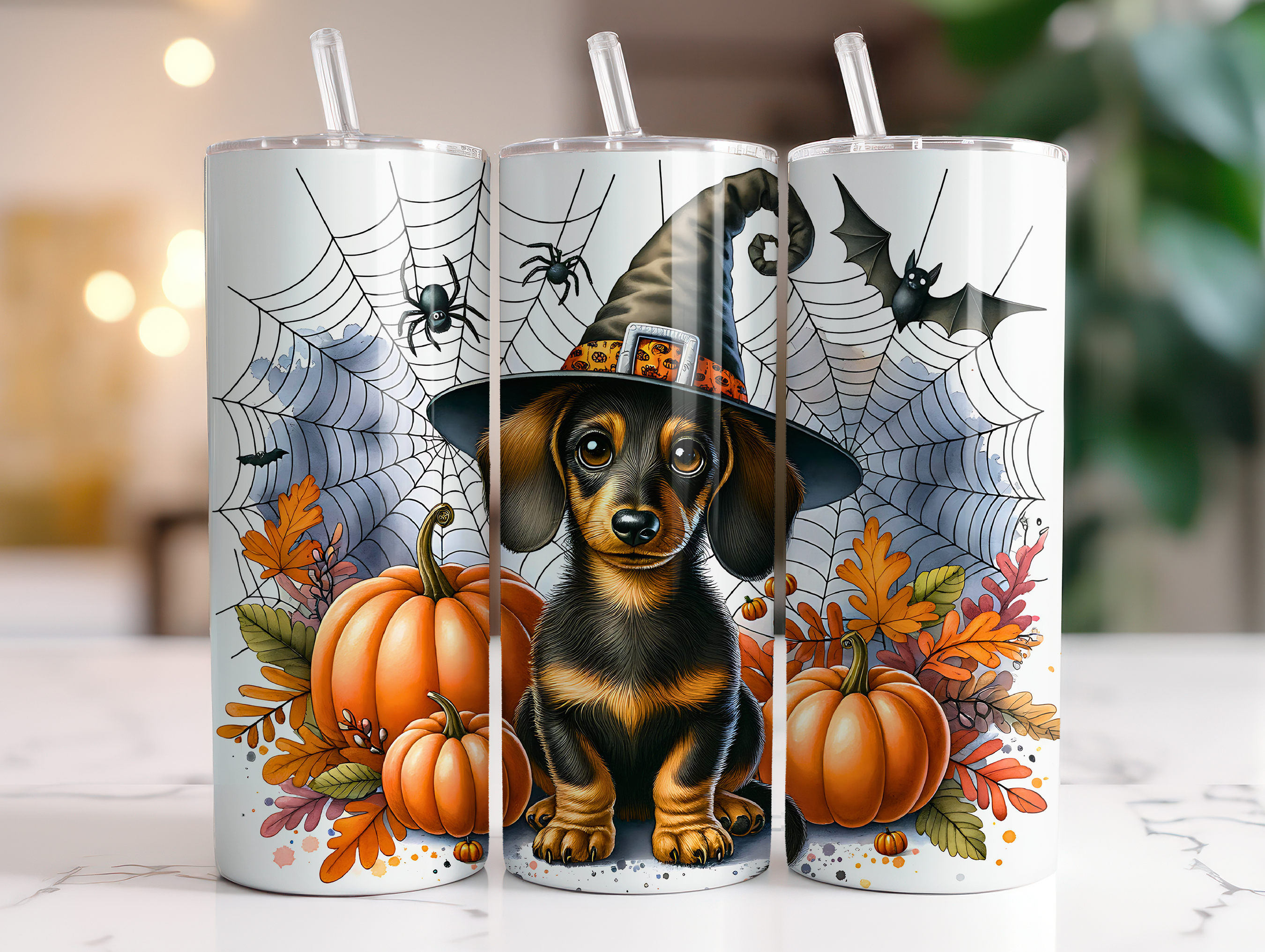 HALLOWEEN WEENIE DOG FINISHED TUMBLER OR TRANSFER