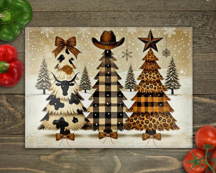 WESTERN CHRISTMAS TREES CUTTING BOARD SUBLIMATION TRANSFER