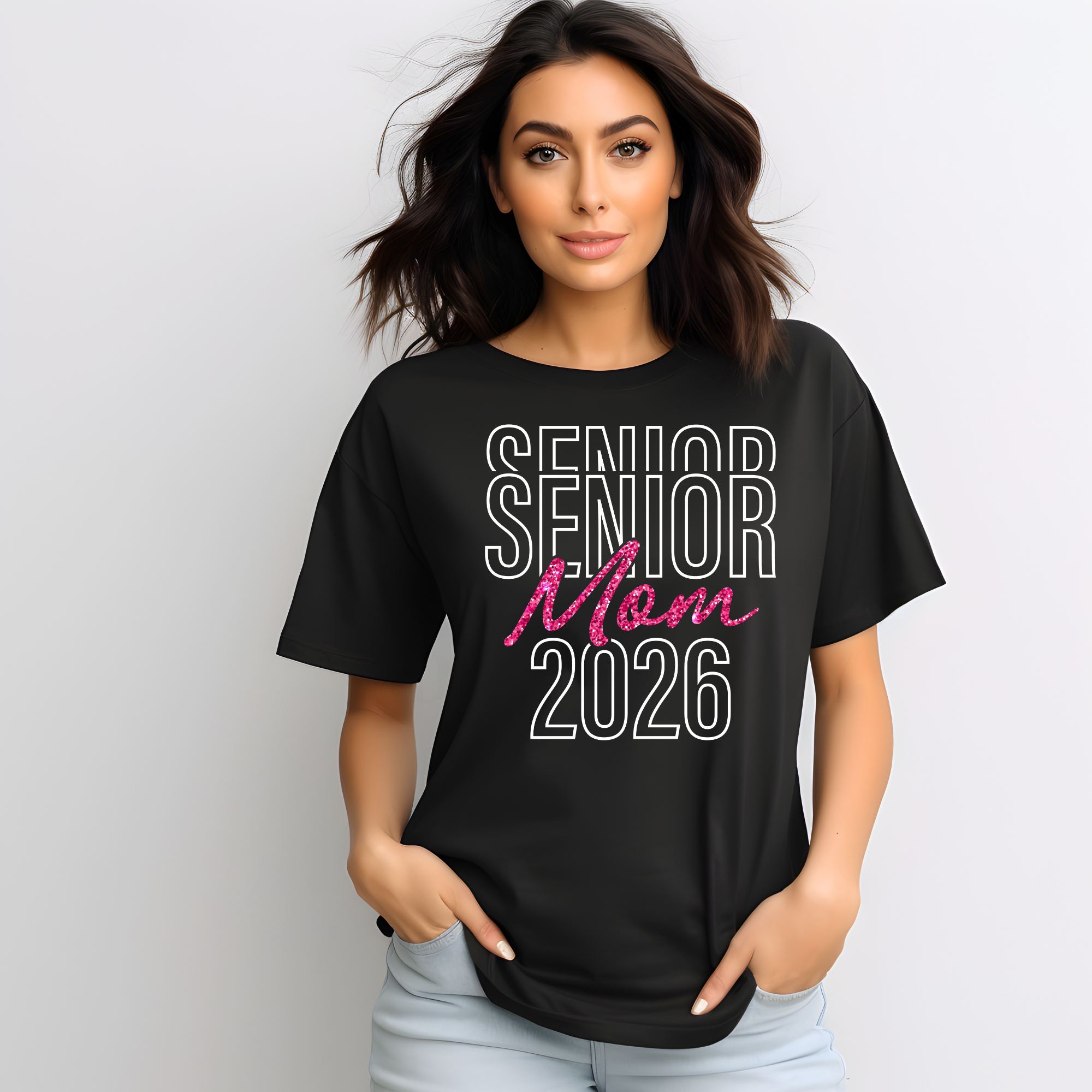 SENIOR MOM 2026 PINK AND WHITE DTF TRANSFER