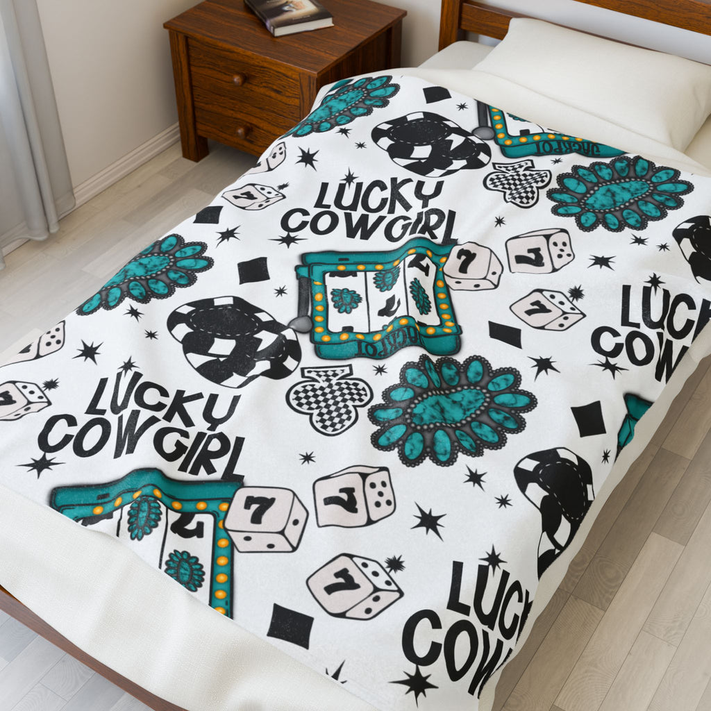 Plush Blanket —Lucky Cowgirl Turquoise