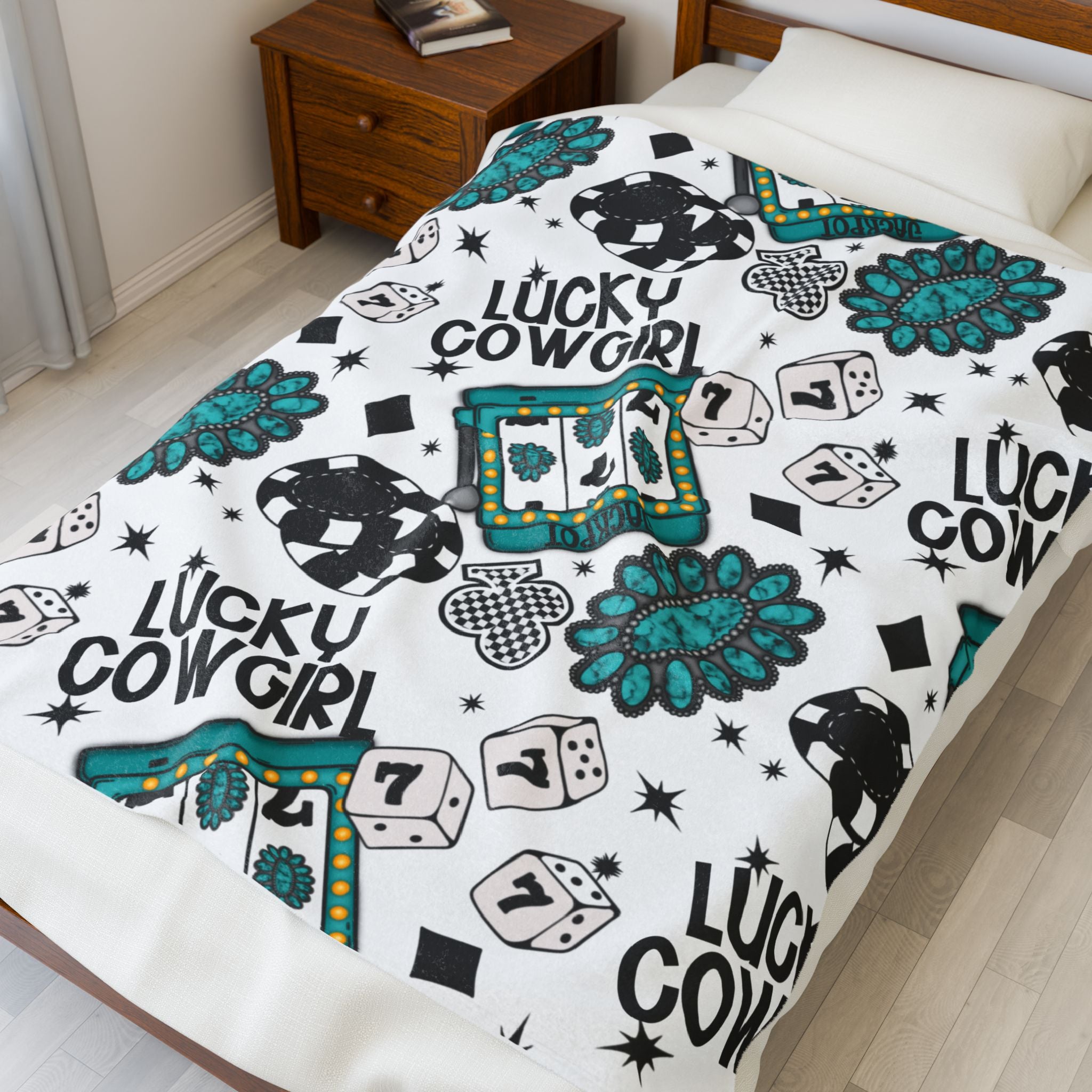 Plush Blanket —Lucky Cowgirl Turquoise