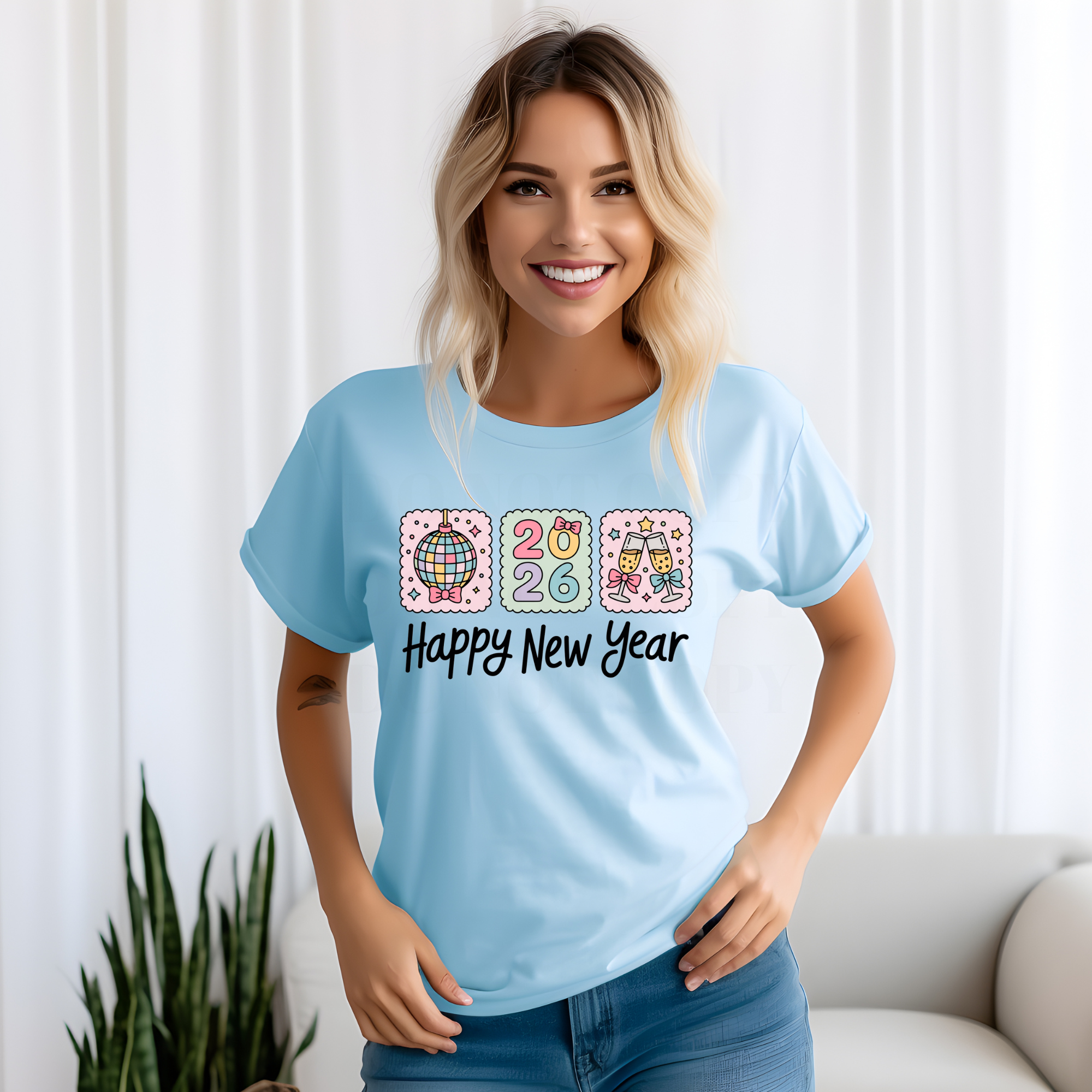HAPPY NEW YEAR QUILT SQUARES DTF TRANSFER