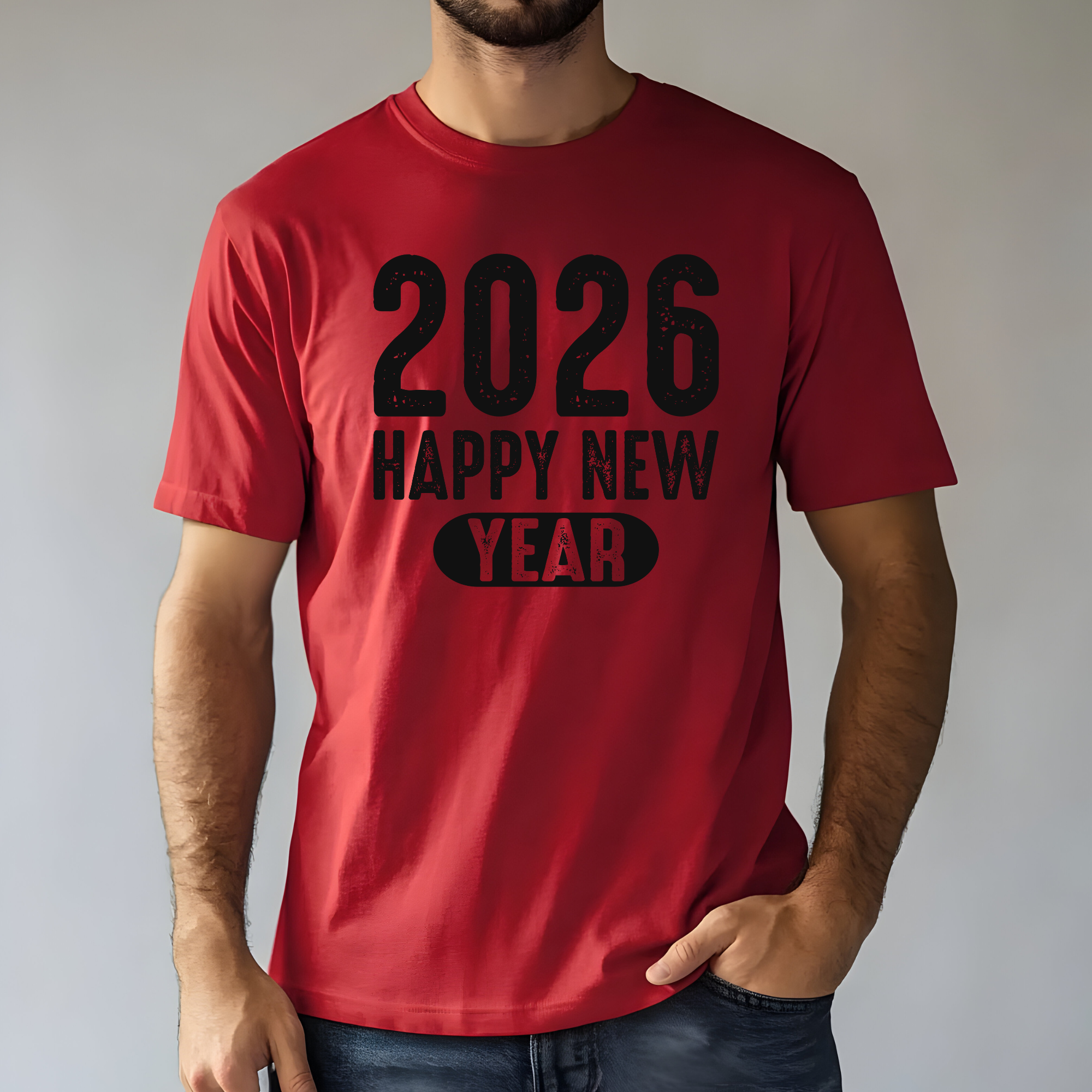 2026 HAPPY NEW YEAR BLACK DTF TRANSFER