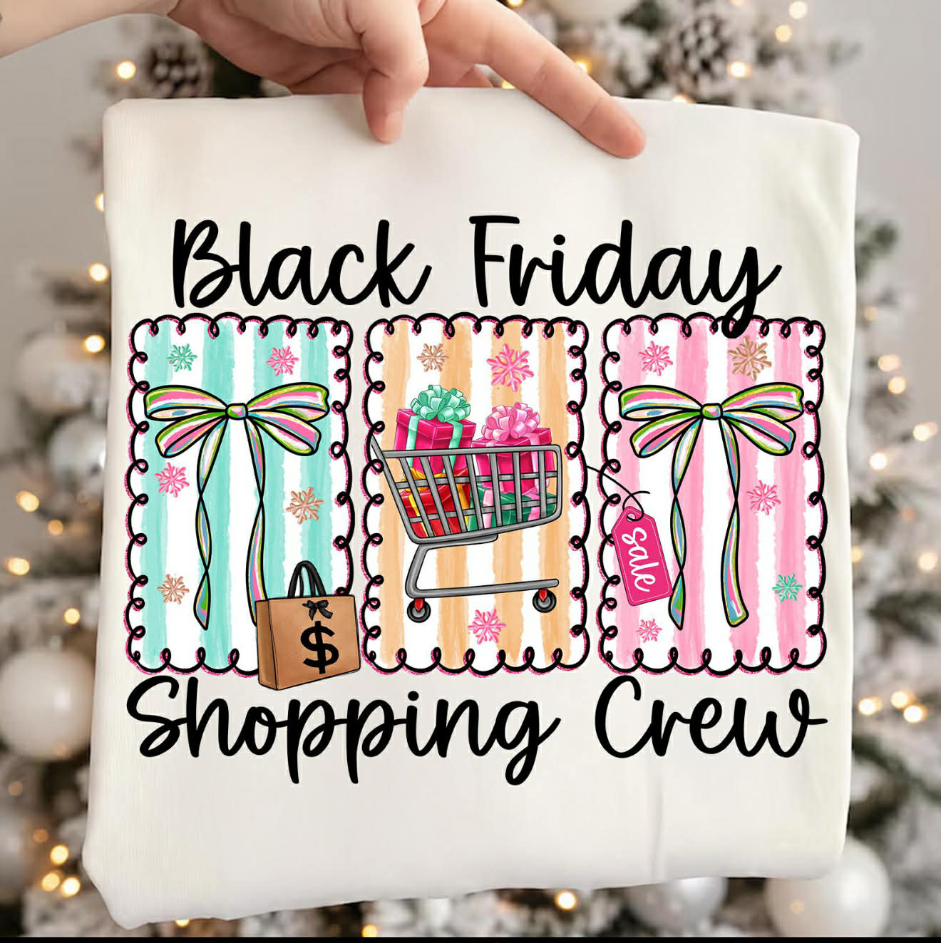 BLACK FRIDAY SHOPPING CREW BOWS DTF TRANSFER