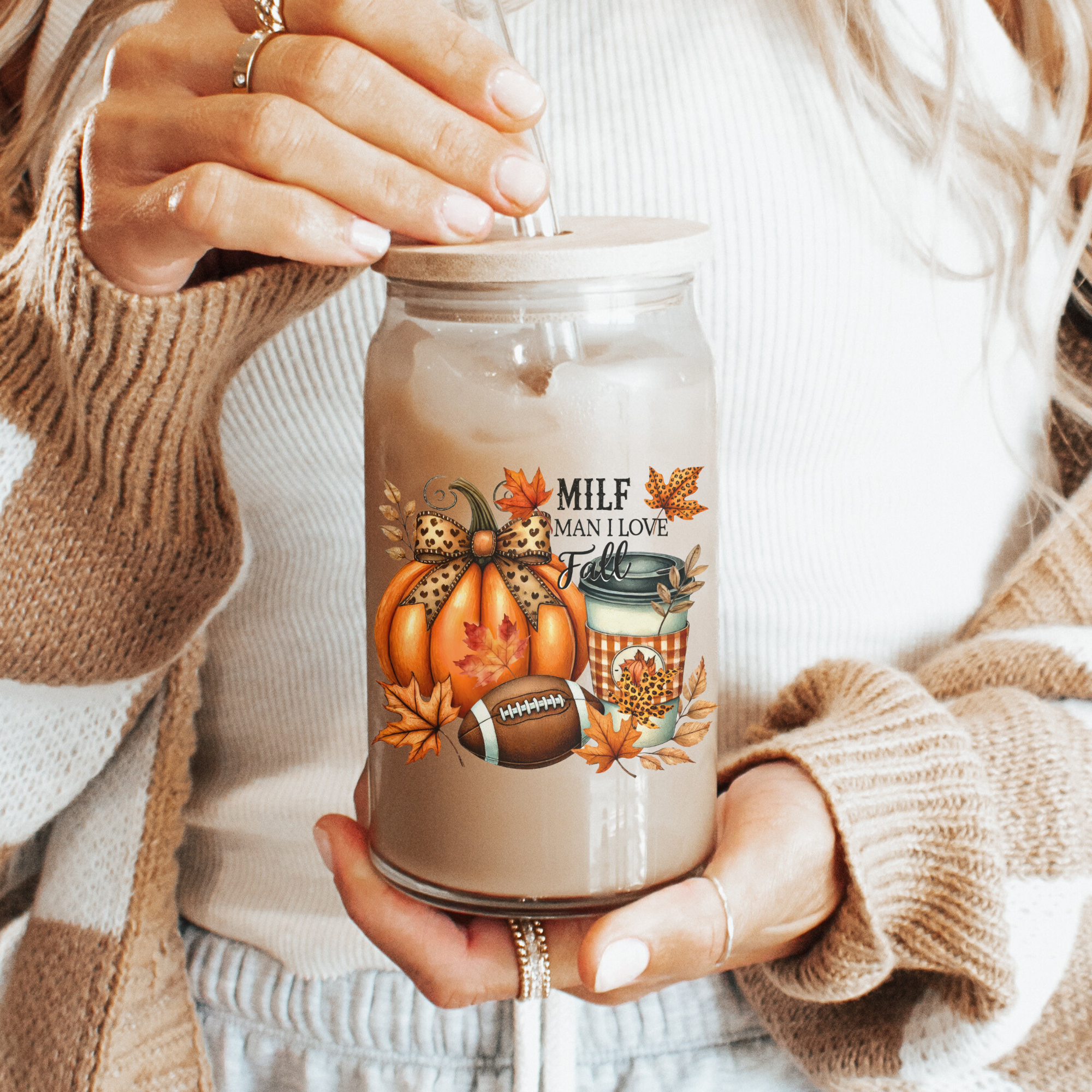 MAN, I LOVE FALL MILF COW 16OZ UVDTF TRANSFER