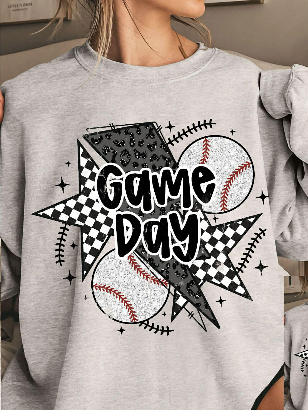 BASEBALL GAME DAY CHECKERED FLASH DTF TRANSFER