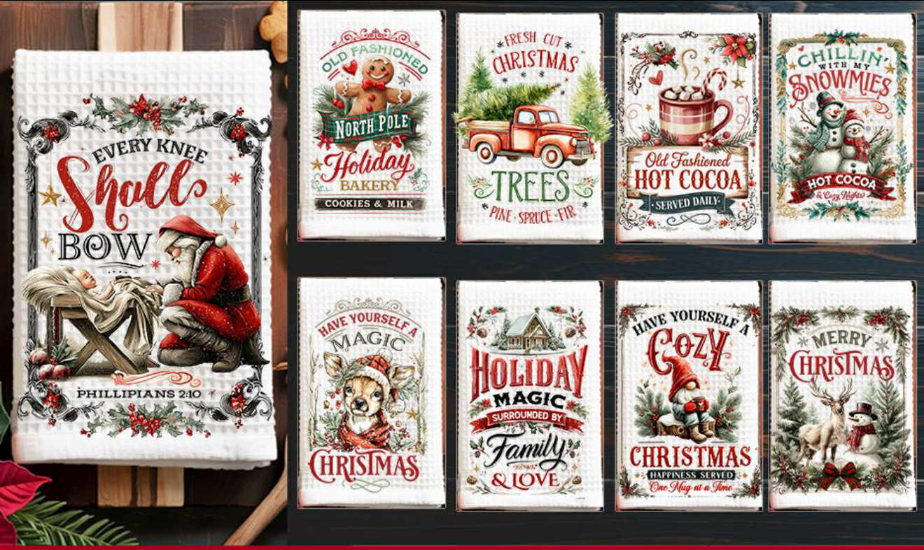 CHRISTMAS TOWEL SUBLIMATION TRANSFER set4 (CHOOSE BELOW)