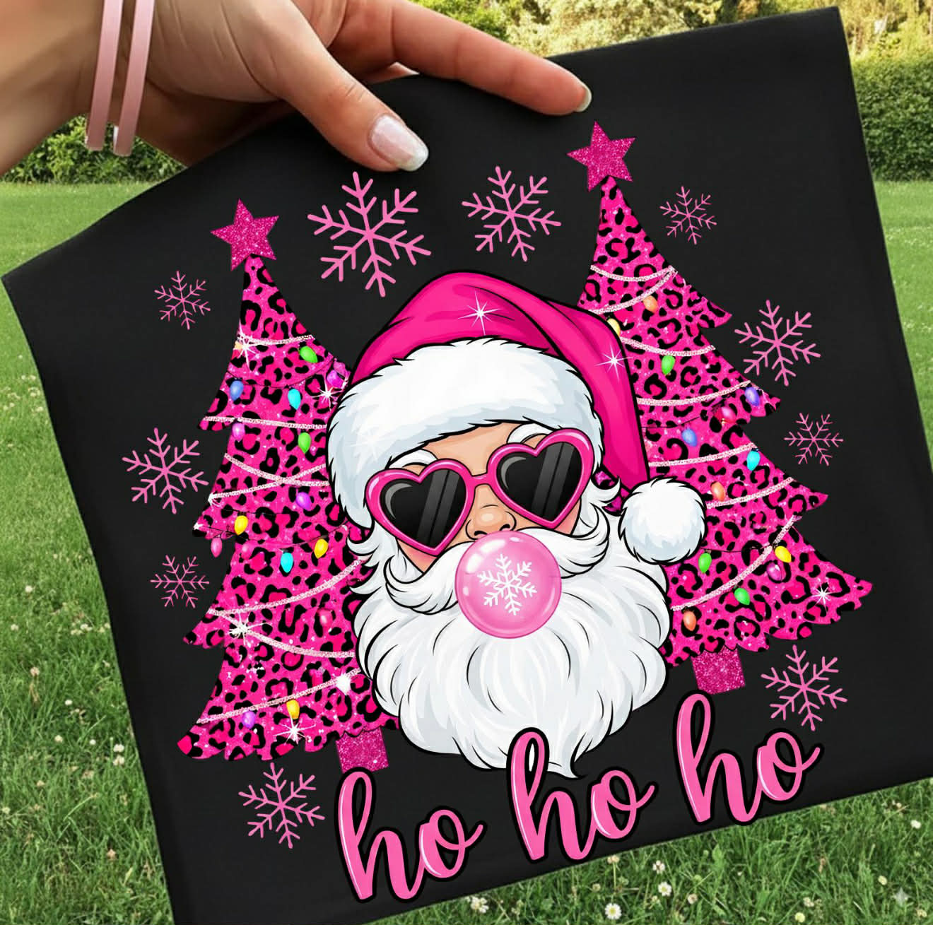 PINK SANTA HO HO HO DTF TRANSFER