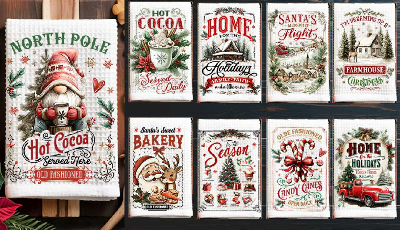 CHRISTMAS TOWEL SUBLIMATION TRANSFER set5 (CHOOSE BELOW)