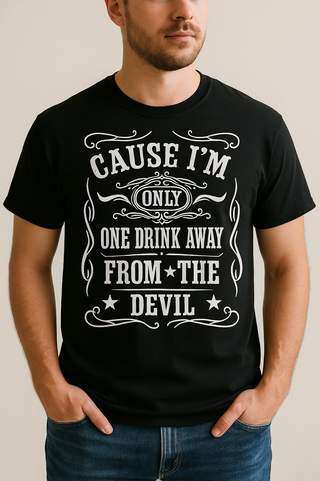 CAUSE I'M ONLY ONE DRINK AWAY FROM THE DEVIL DTF TRANSFER