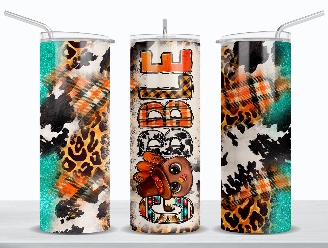 WESTERN GOBBLE DOODLE FINISHED TUMBLER OR TRANSFER