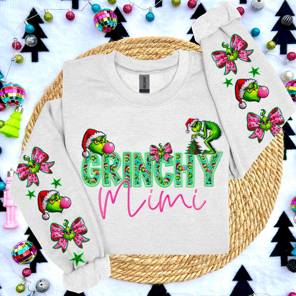 GRINCHY NAMES WITH 2 SLEEVES DTF TRANSFER
