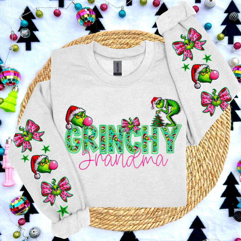 GRINCHY NAMES WITH 2 SLEEVES DTF TRANSFER