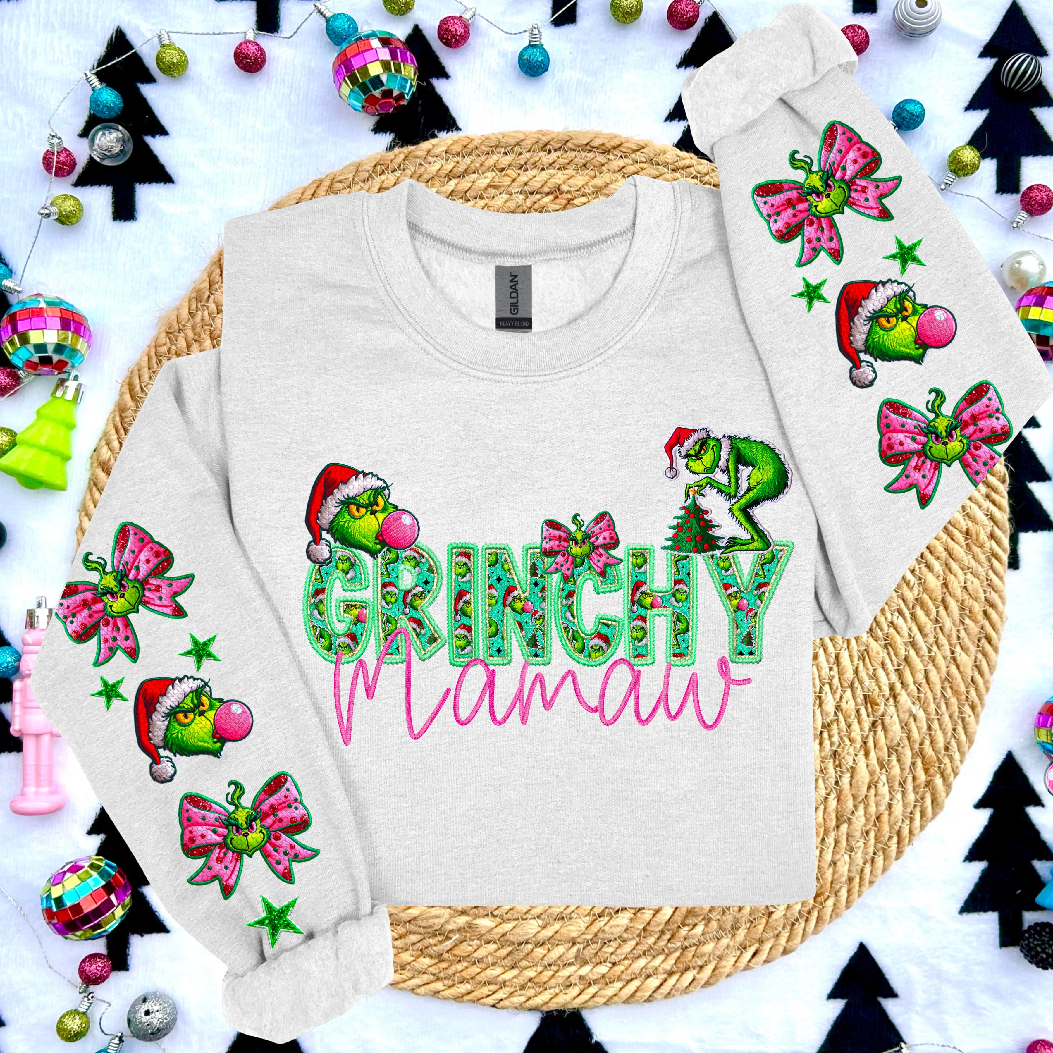 GRINCHY NAMES WITH 2 SLEEVES DTF TRANSFER