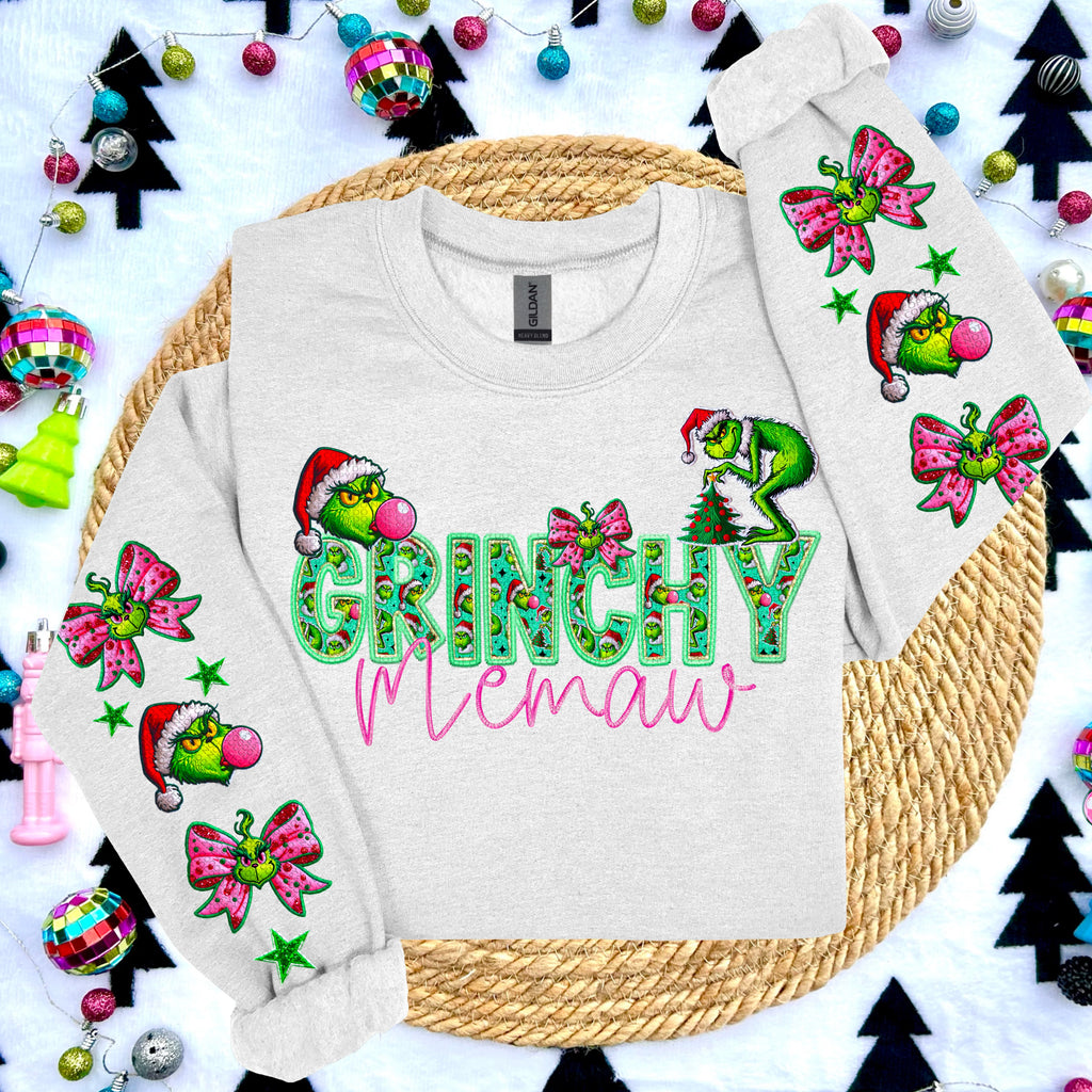 GRINCHY NAMES WITH 2 SLEEVES DTF TRANSFER