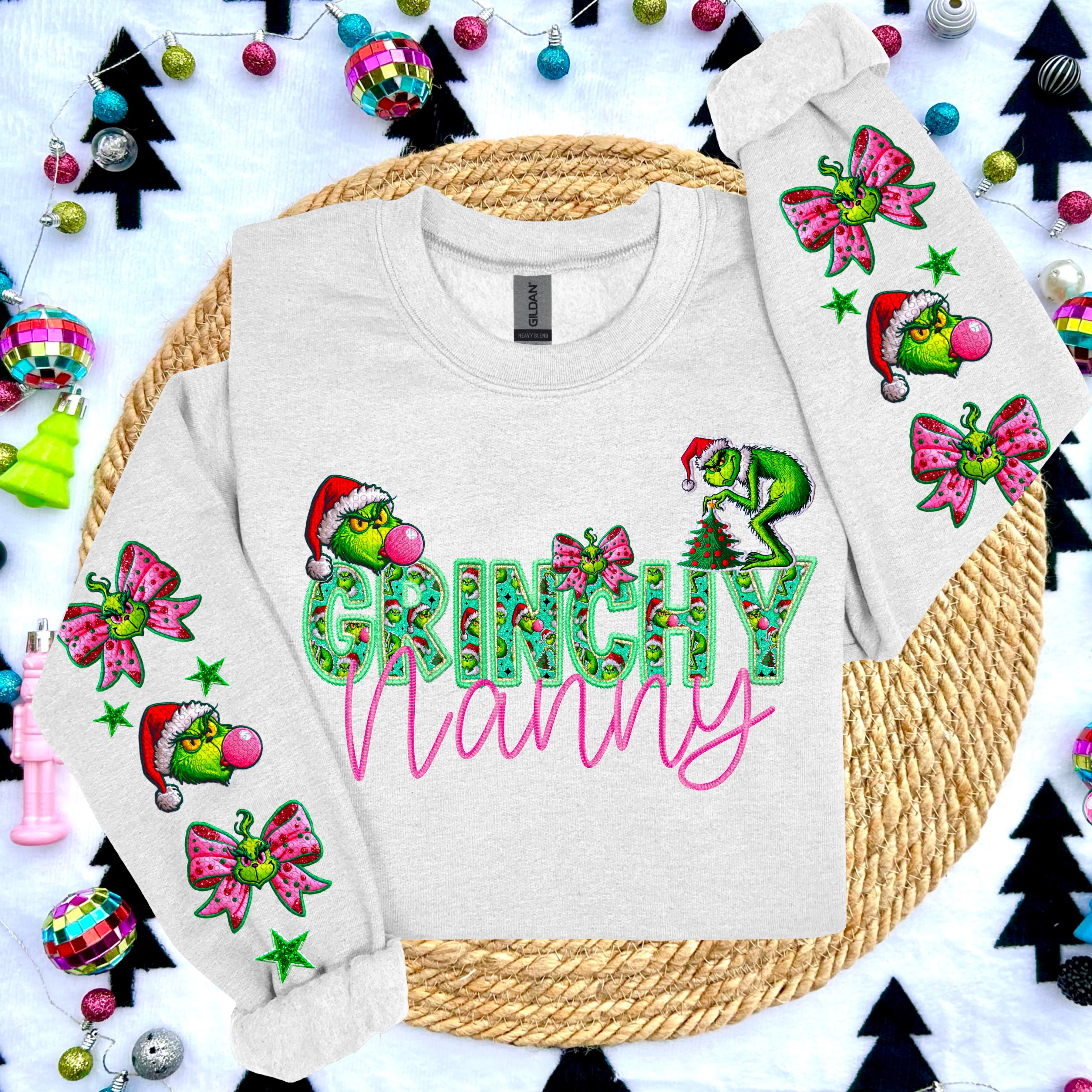 GRINCHY NAMES WITH 2 SLEEVES DTF TRANSFER