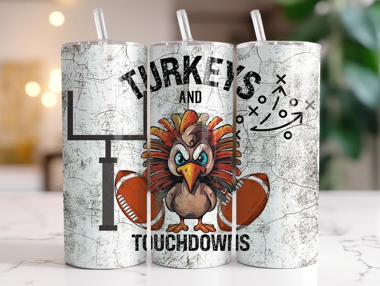 TURKEYS & FOOTBALL FINISHED TUMBLER OR TRANSFER