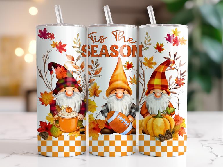 TIS THE SEASON FALL GNOMES FINISHED TUMBLER OR TRANSFER